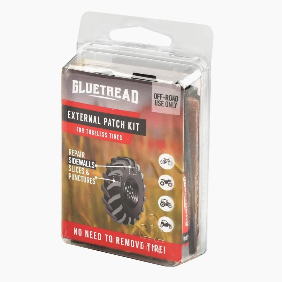 Kit de parche externo GlueTread para reparación de neumáticos, set de parches para reparación de grietas y pinchazos en la parte exterior del neumático, uso en offroad para camiones, tractores, ATV