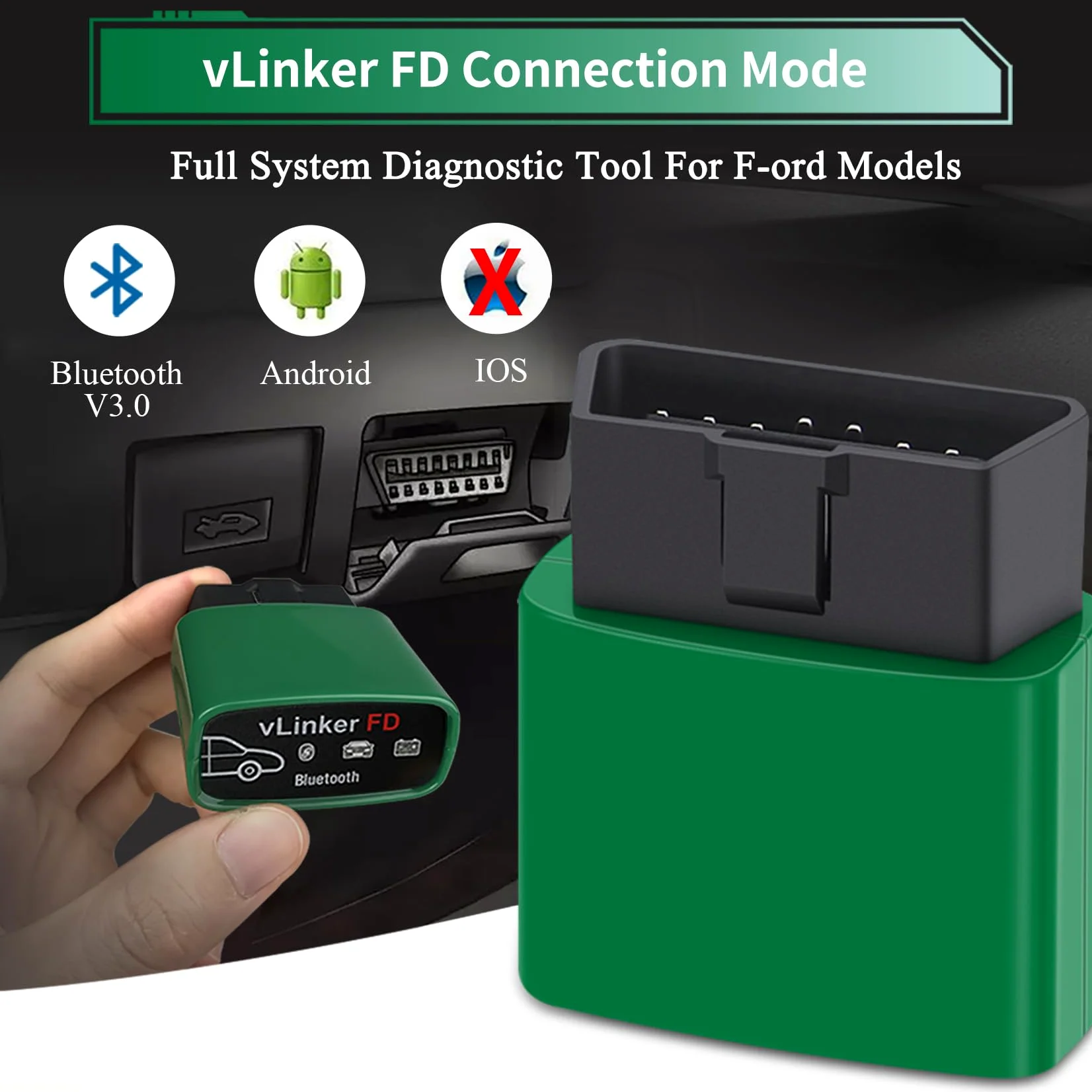 vLinker FD OBD2 Bluetooth Lector de códigos de Coche, OBD2 Escáner de diagnóstico para Android & Windows - Hecho para FORS-Can