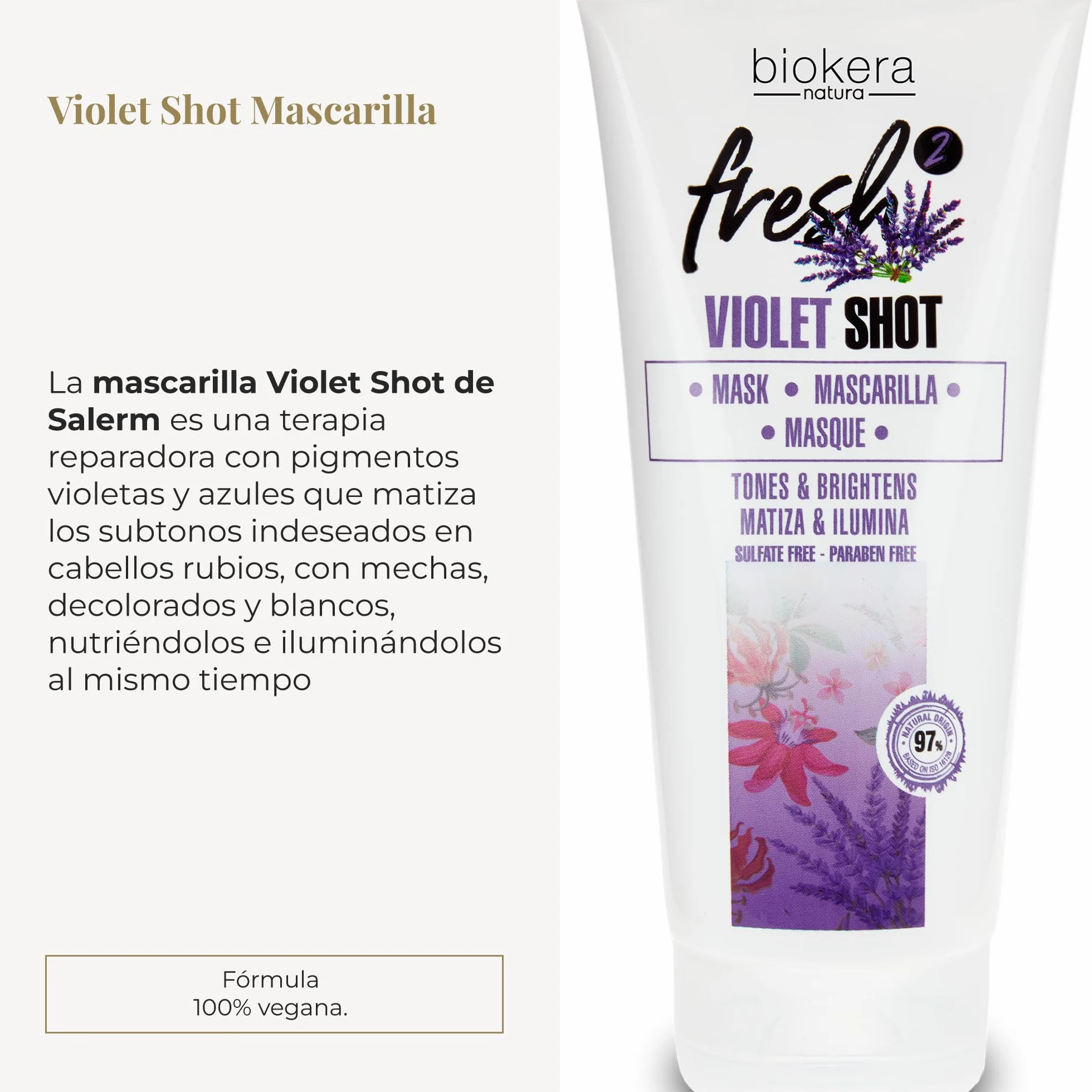 Biokera Fresh Violet Shot Mascarilla Matizadora 200 ml para Cabellos Rubios