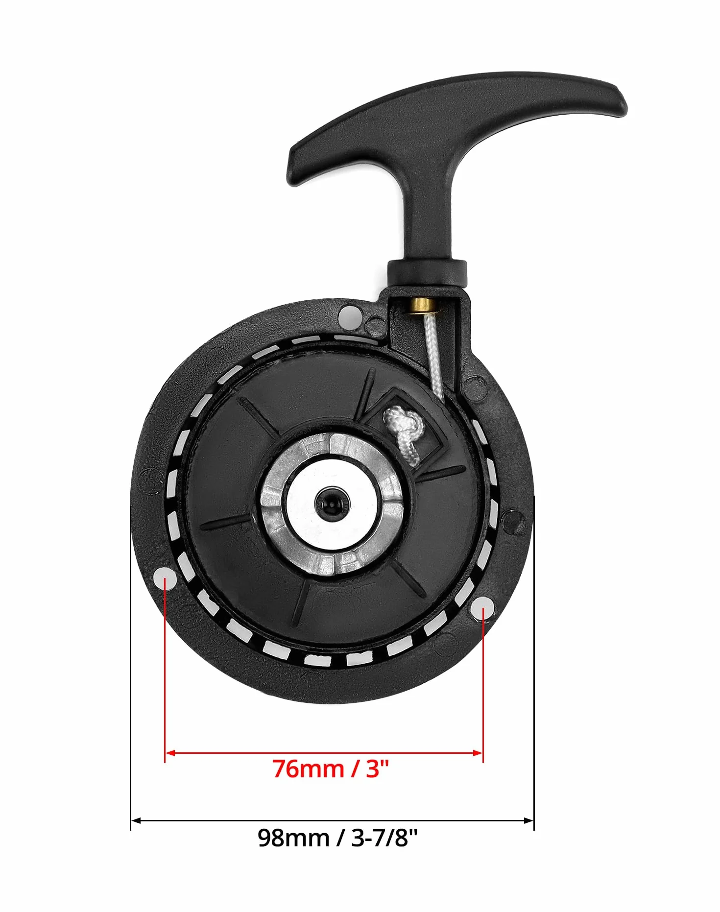 QWORK® Arrancador de tracción para motocicleta 47CC 49CC, arrancador de retroceso de aluminio, negro, para Mini ATV, moto de cross, motocicleta