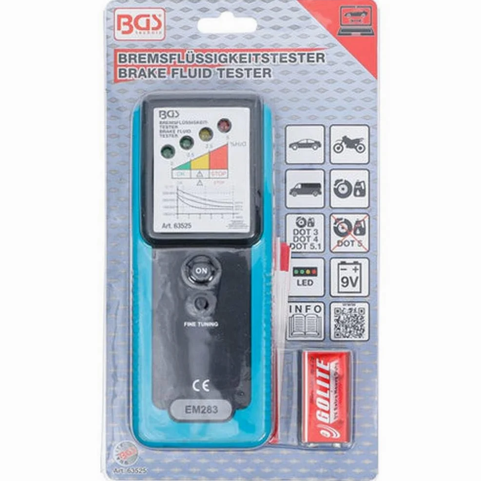D-Work Probador de Líquido de Frenos - Compacto 13,6 x 4,1 x 24,1 cm - Precisión y fiabilidad