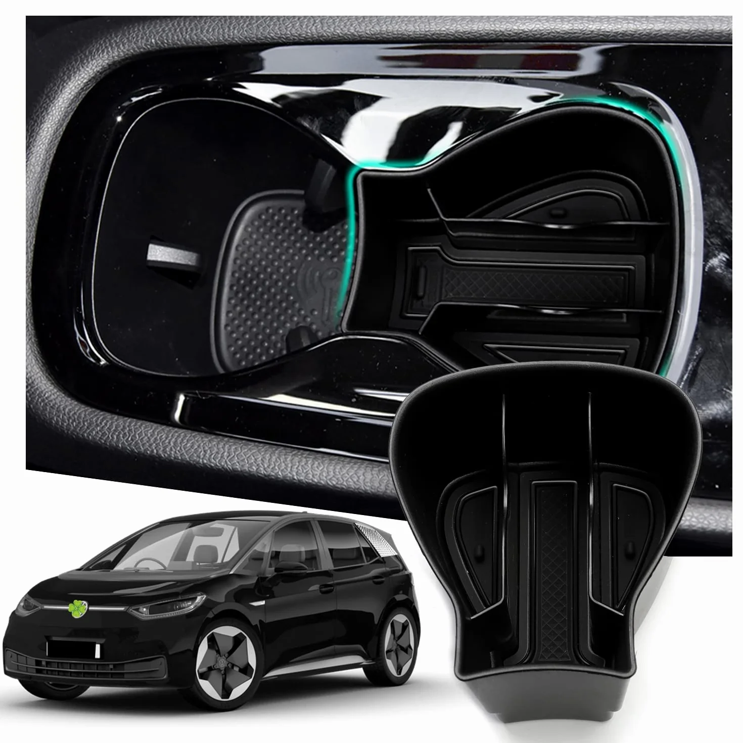 GAFAT 2020-2022 2023 V W ID3/ Cuprα Born Caja de Almacenamiento para Consola Central, ID.3 Organizador para la Guantera, Reposabrazos para Vasos de Agua, Compatible con VW ID3 Accesorios (Negro)