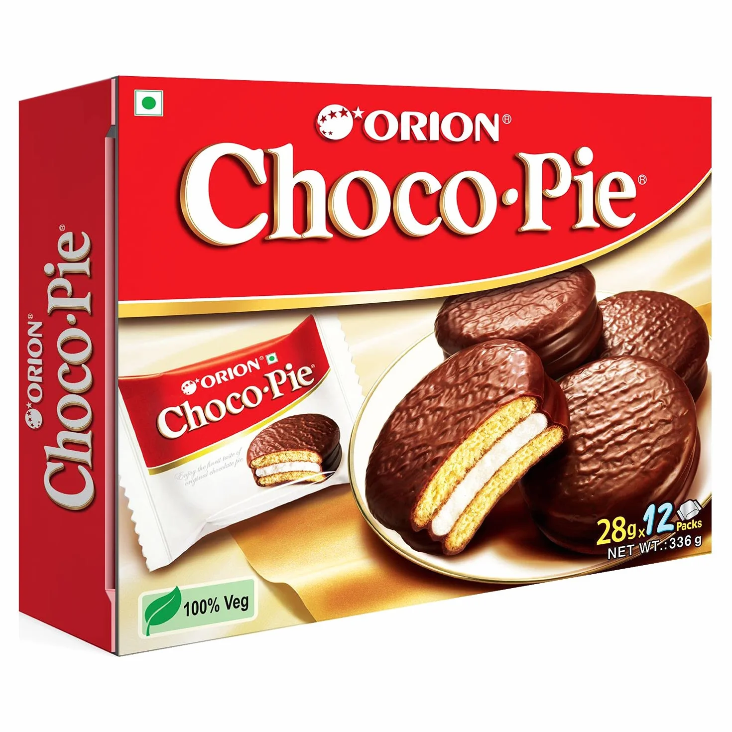 ORION Pastel de chocolate galletas suaves paquete 4 x 12 piezas