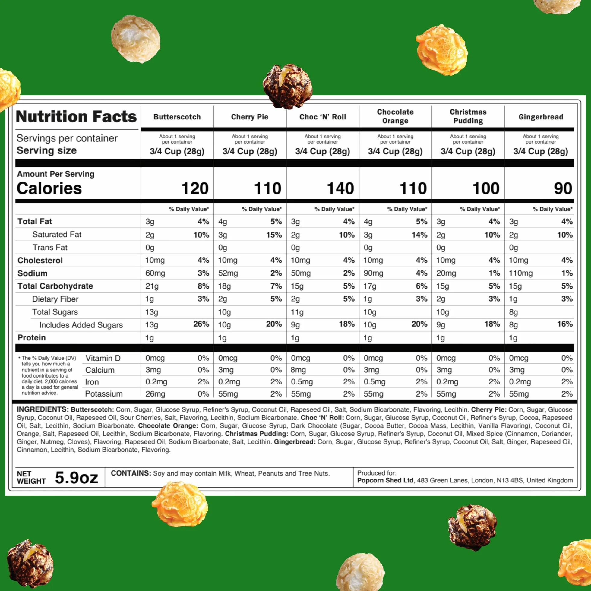 Popcorn Shed Calendario de Adviento Navidad 2025 24 días palomitas 6 sabores gourmet vegano sin gluten