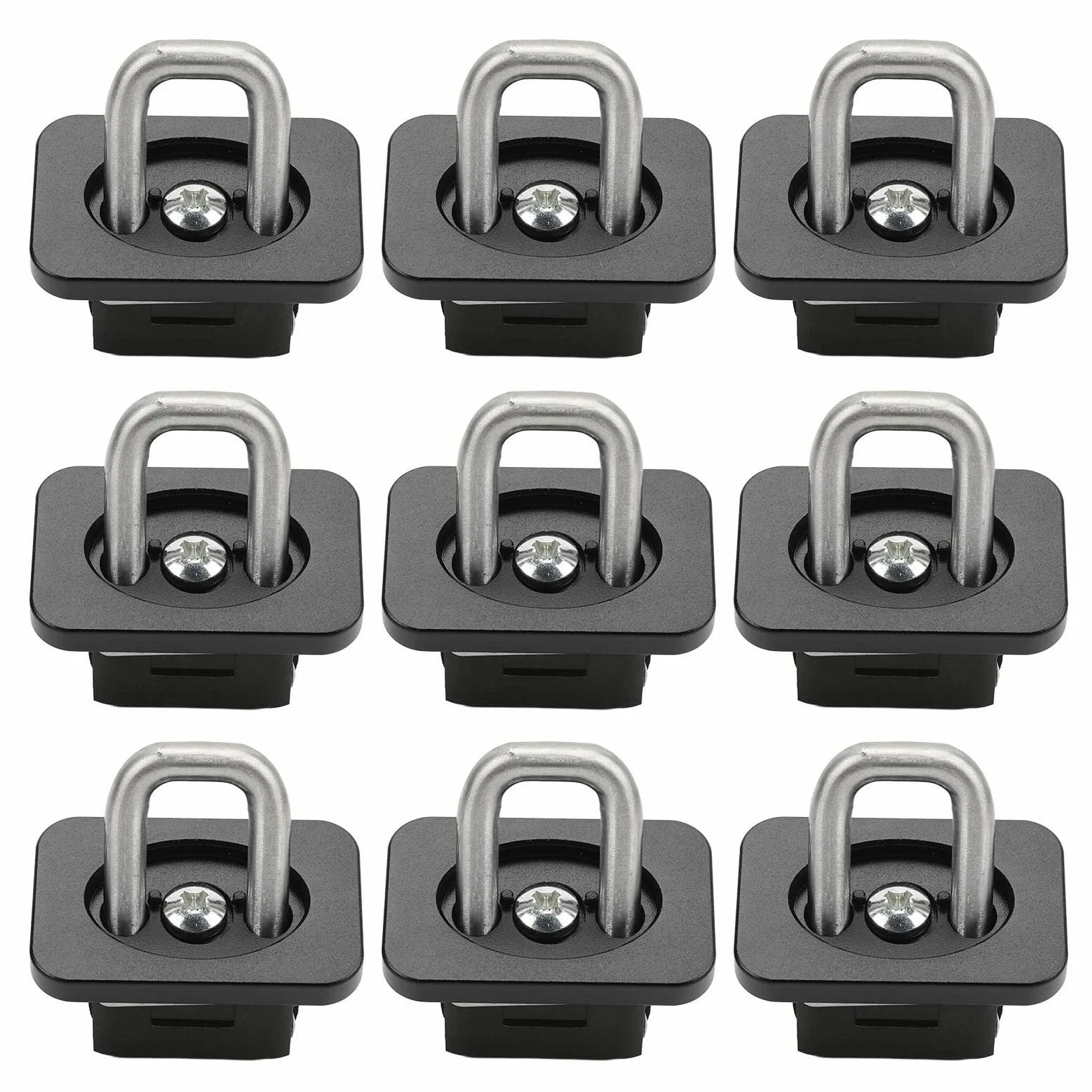 9 anclajes de amarre para cama de camión, repuesto de rodamiento de carga interior de 1000 libras para 2007-2021 (Negra)