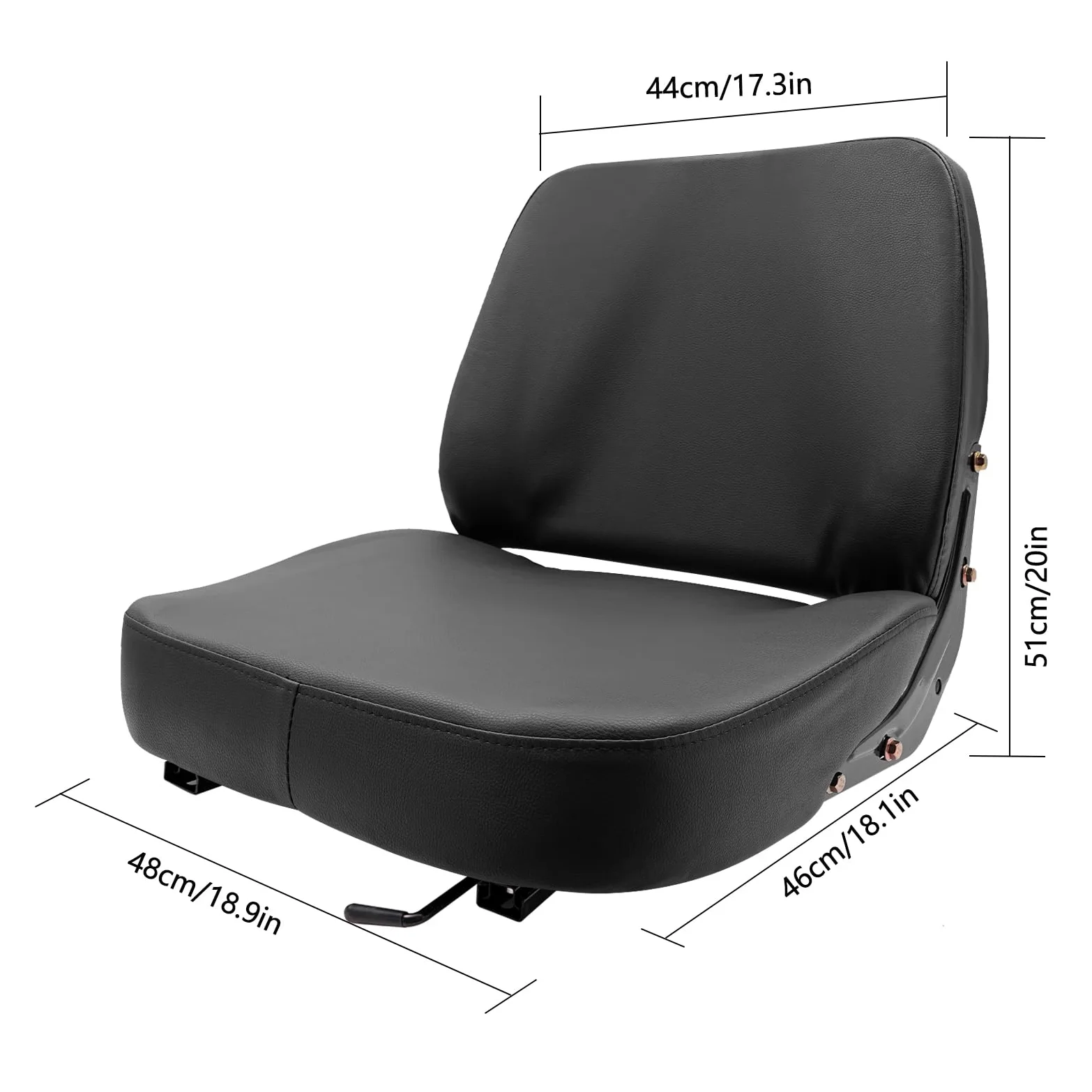 Asiento universal universal para carretilla elevadora, asiento ajustable de PVC esponja de acero para tractor, cortacésped, excavadora