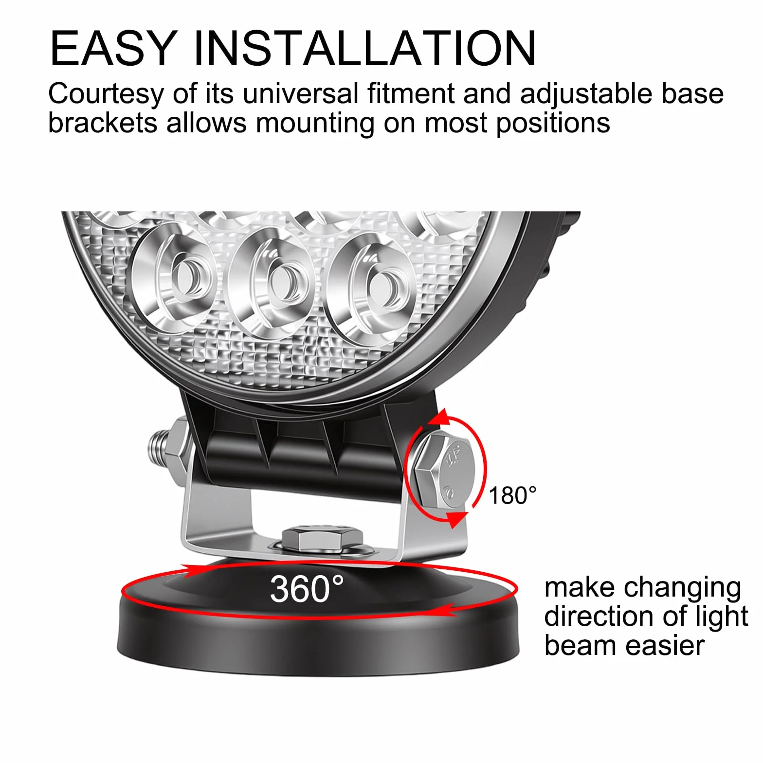 RIGIDON 42W Luz de Trabajo Con Base Magnética, 4 Pulgadas, Lámpara Portátil Para Off Road Camión Coche SUV 4x4, Faro LED Con Imán 12V 24V, 6000K Blanco