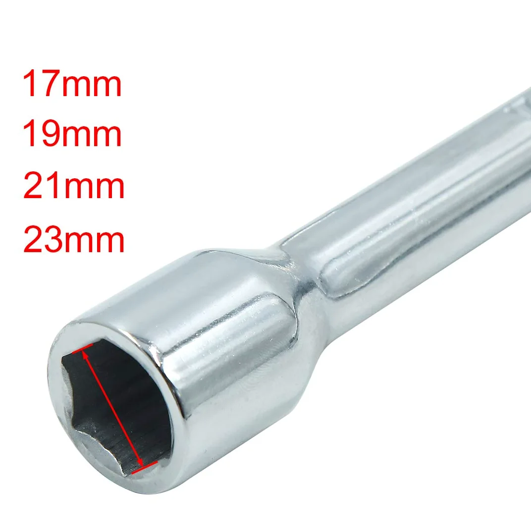sourcing map 17mm 19mm 21mm 23mm Llave De Orejeta Cruzada Llave De Rueda Herramienta De Reparación De Automóvil