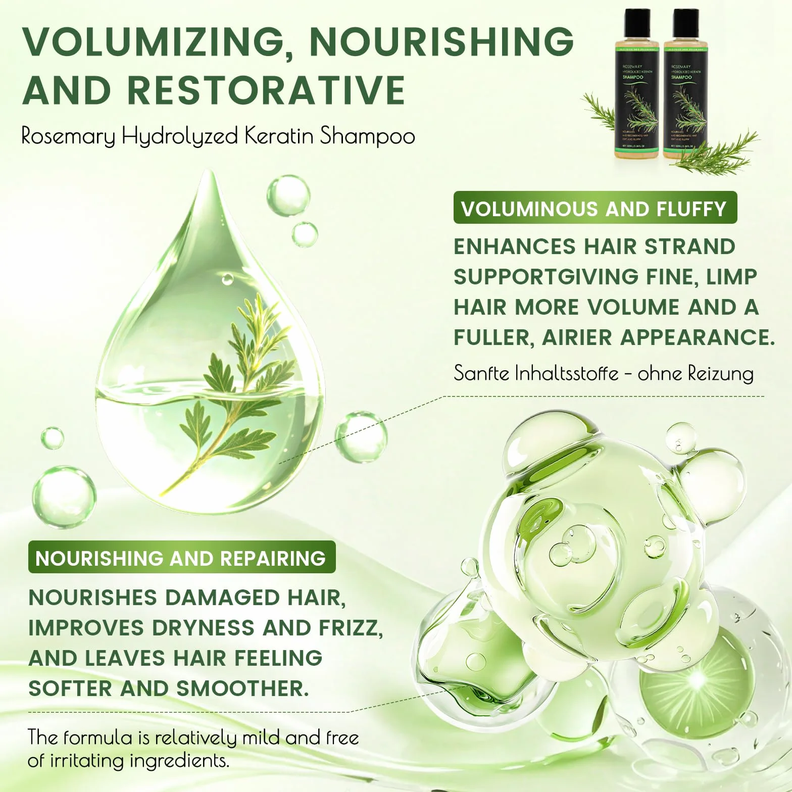 Organic Rosemary Hair Growth Champú con Queratina Hidrolizada