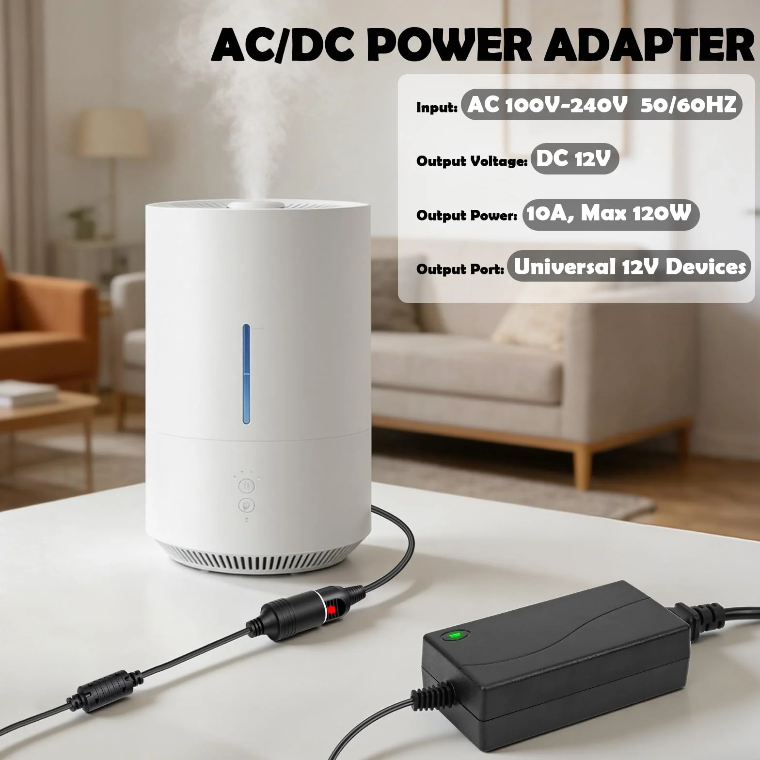 Adaptador Mechero Coche a Enchufe, 5A/60W Transformador 12V a 220, Convertidor 12V 220V, con Encendidor de Cigarrillo de Coche, para Nevera de Coche, Inflador de Neumáticos, Aspiradora de Coch