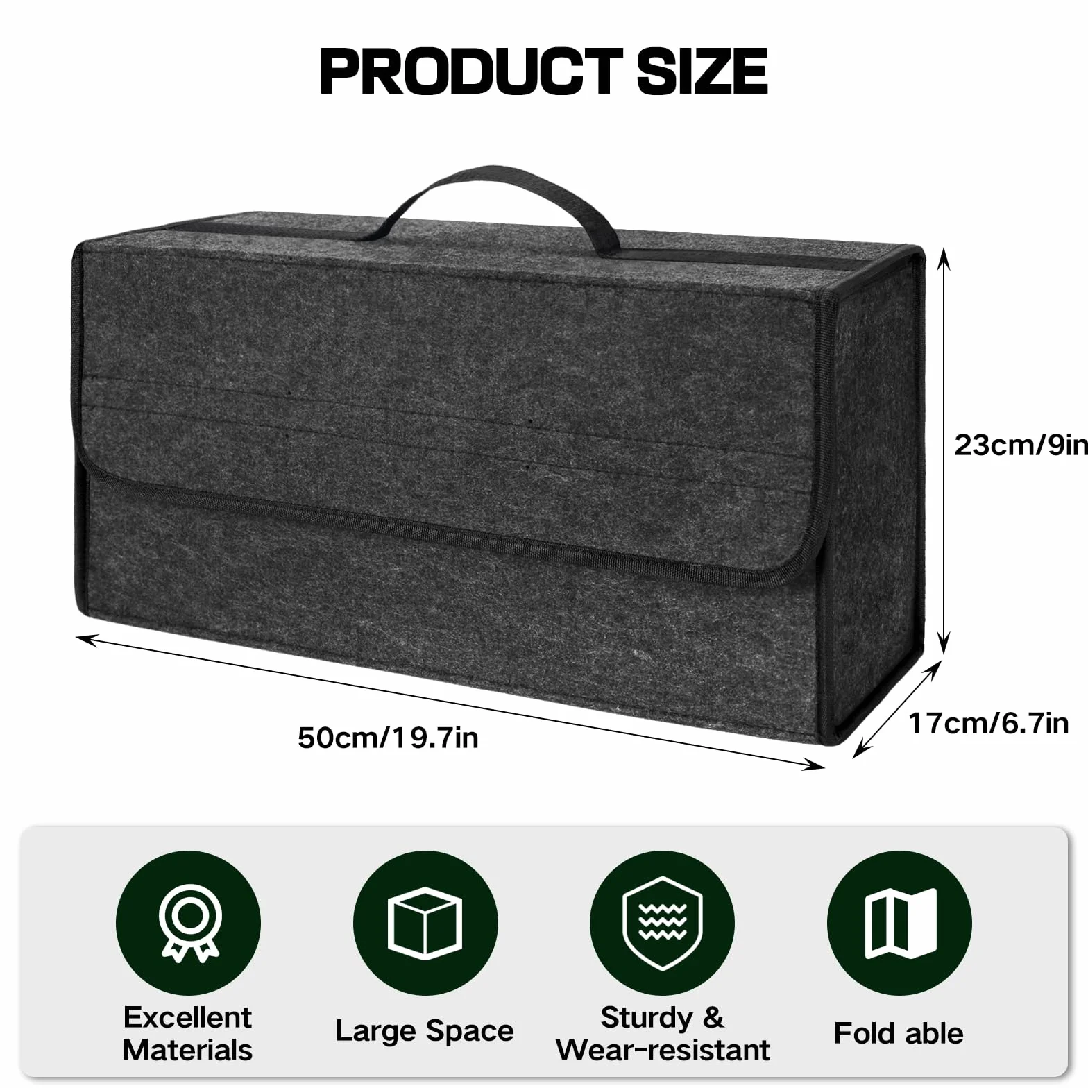 Organizador de Maletero de Coche,Bolsa Maletero Coche de Fieltro,Caja y Bolsa de Almacenamiento para Vehículos, Organizador para Herramientas y Limpieza (1PC)