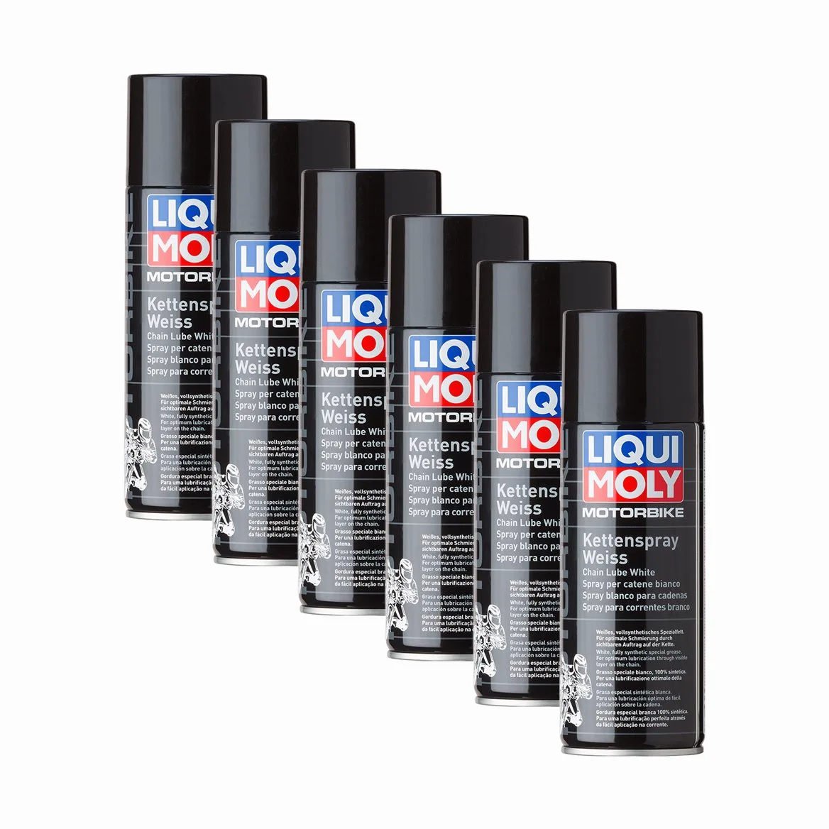 6 x Liqui Moly 1591 Motor Bike Cadena Spray Color Blanco Lubricación 400 ml