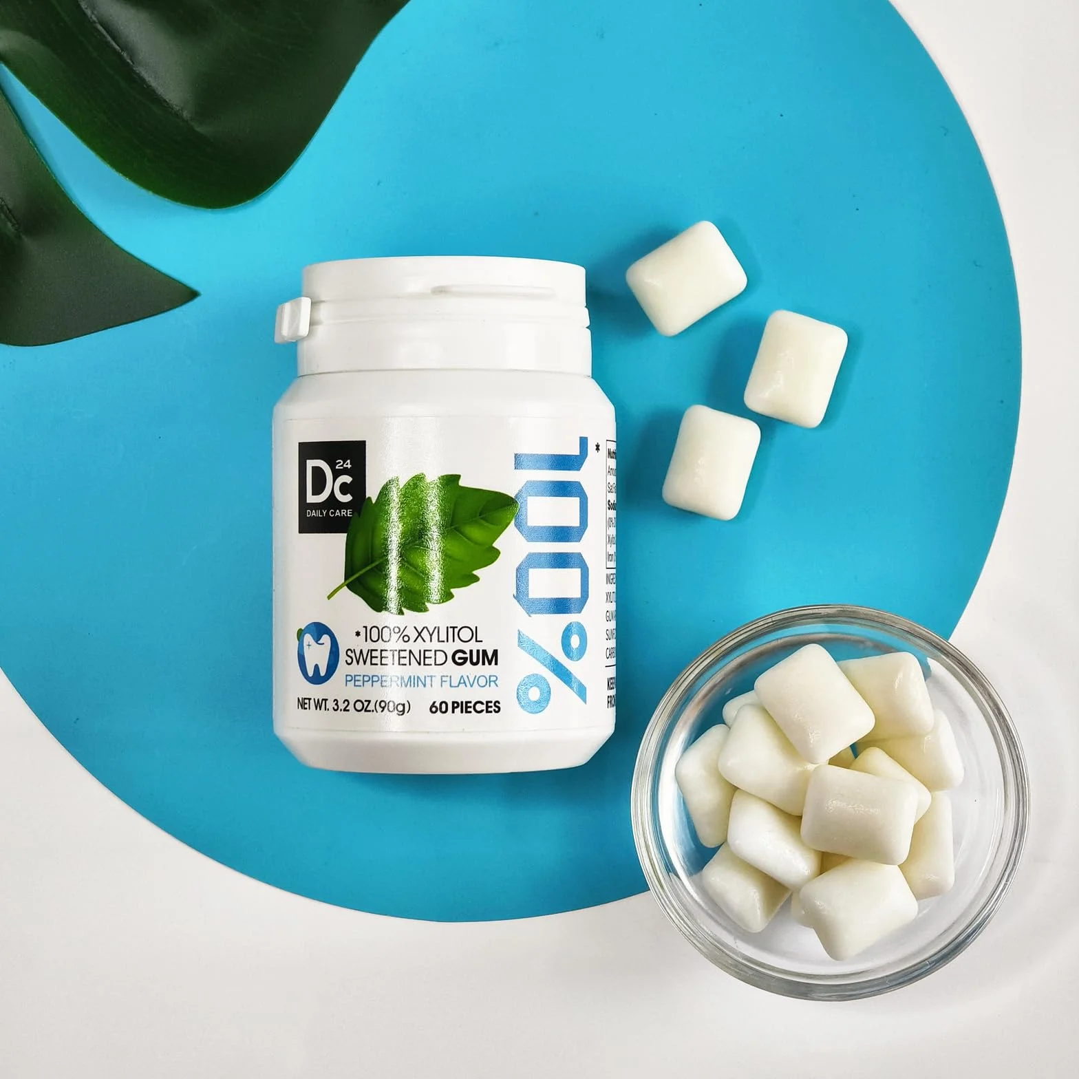 Chicle 100% Xilitol Sin Azúcar Menta Piperita 60 Piezas Paquete de 2 Vegano Sin Gluten
