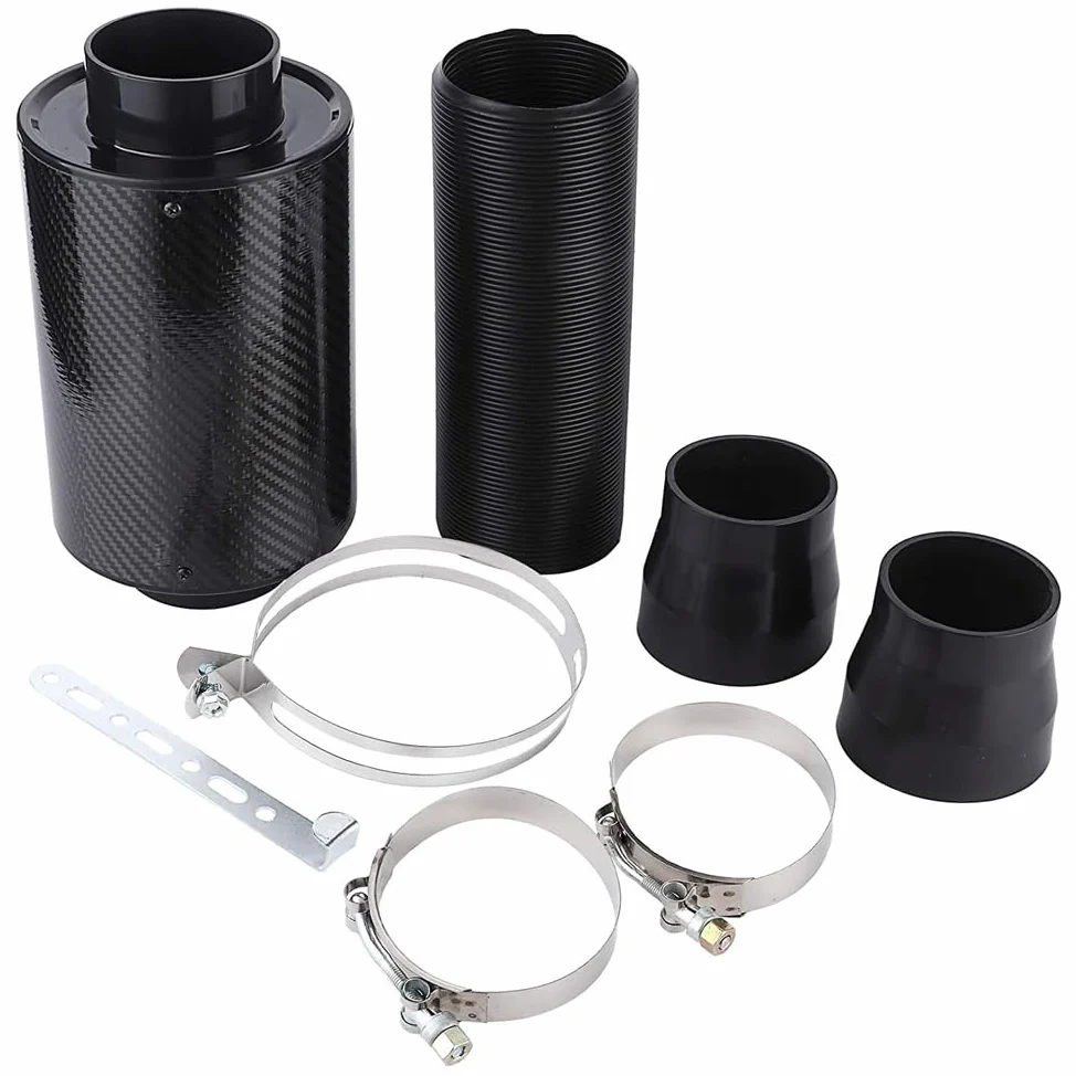 Filtro de Aceite para Coche 1 Juego Universal de Filtro de Aire Frío de Fibra de Carbono de 3 Pulgadas para Coche, Kit de Manguera y Tubo de Admisión de Aire Cerrado Universal