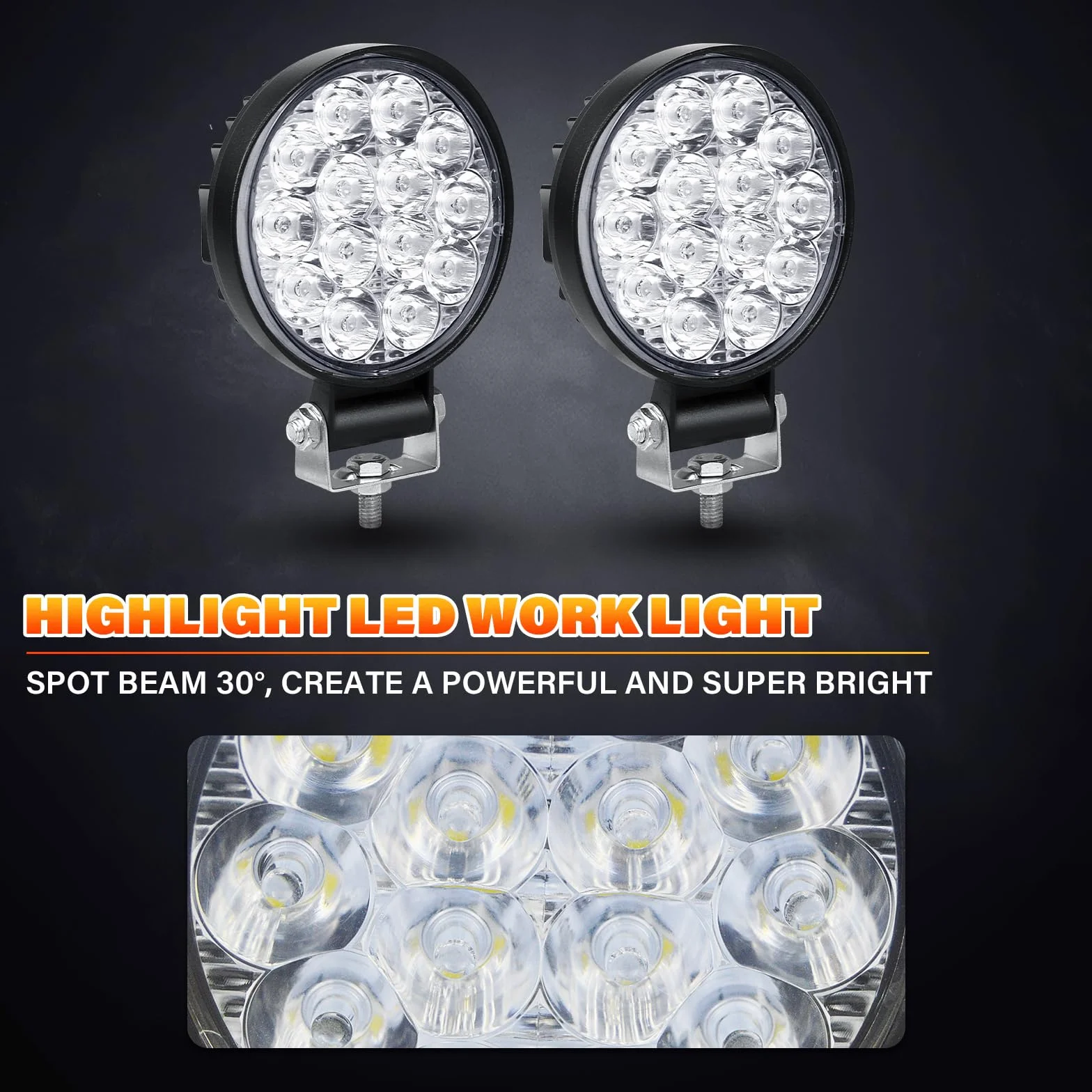 RIGIDON 10 focos de trabajo LED, 3,2 pulgadas, 42 W, mini faros de profundidad, Spot luces de trabajo LED 12 V 24 V 6000 K focos antiniebla para Off Road Offroad Offroad Coche Tractor Camión SUV ATV