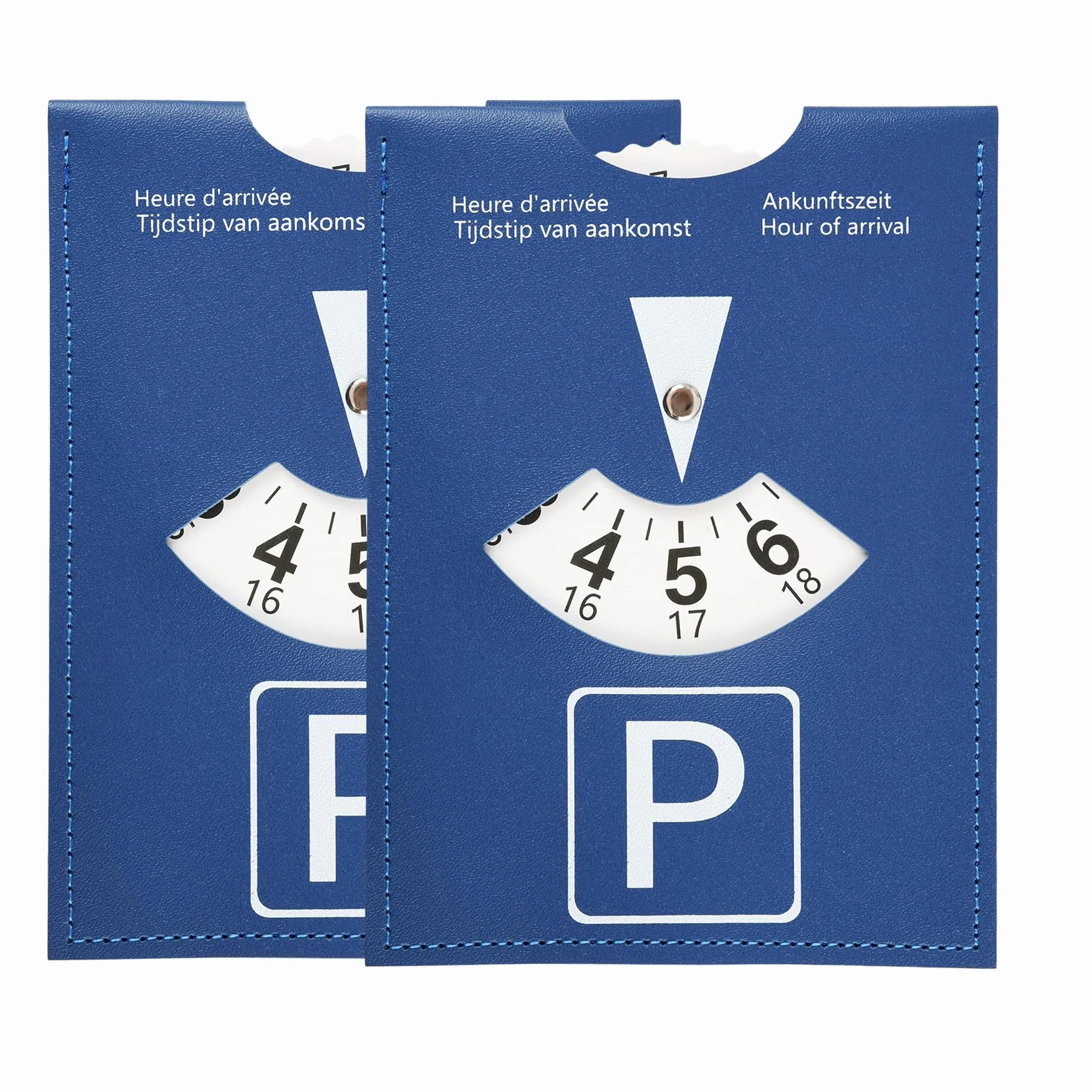 Disco horario Europeo de Lujo en Piel sintética, señalización de Tiempo para estacionamiento de Auto, Moto, Autocaravana, Dimensiones 11 x 15 cm