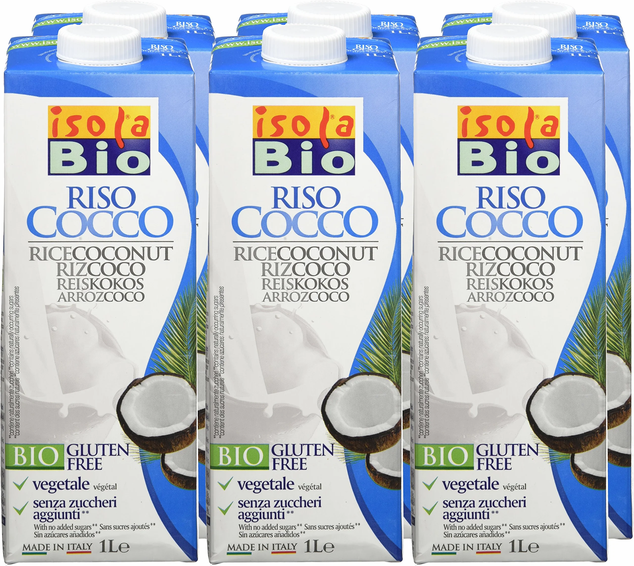 Isola Bio Bebida Vegetal de Arroz con Coco Paquete 6 x 1000 ml
