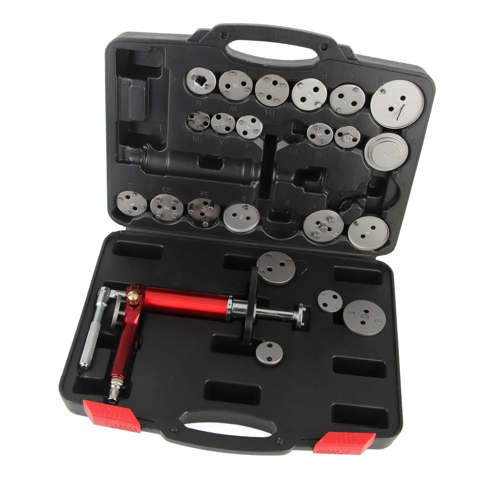 CHICIRIS Kit de Herramientas de 24 Piezas para Retraer Pistones de Freno, Herramienta Neumática de Acero de 45 Mm para Pinzas de Freno con Alta Eficiencia de 118 PSI, Universal para