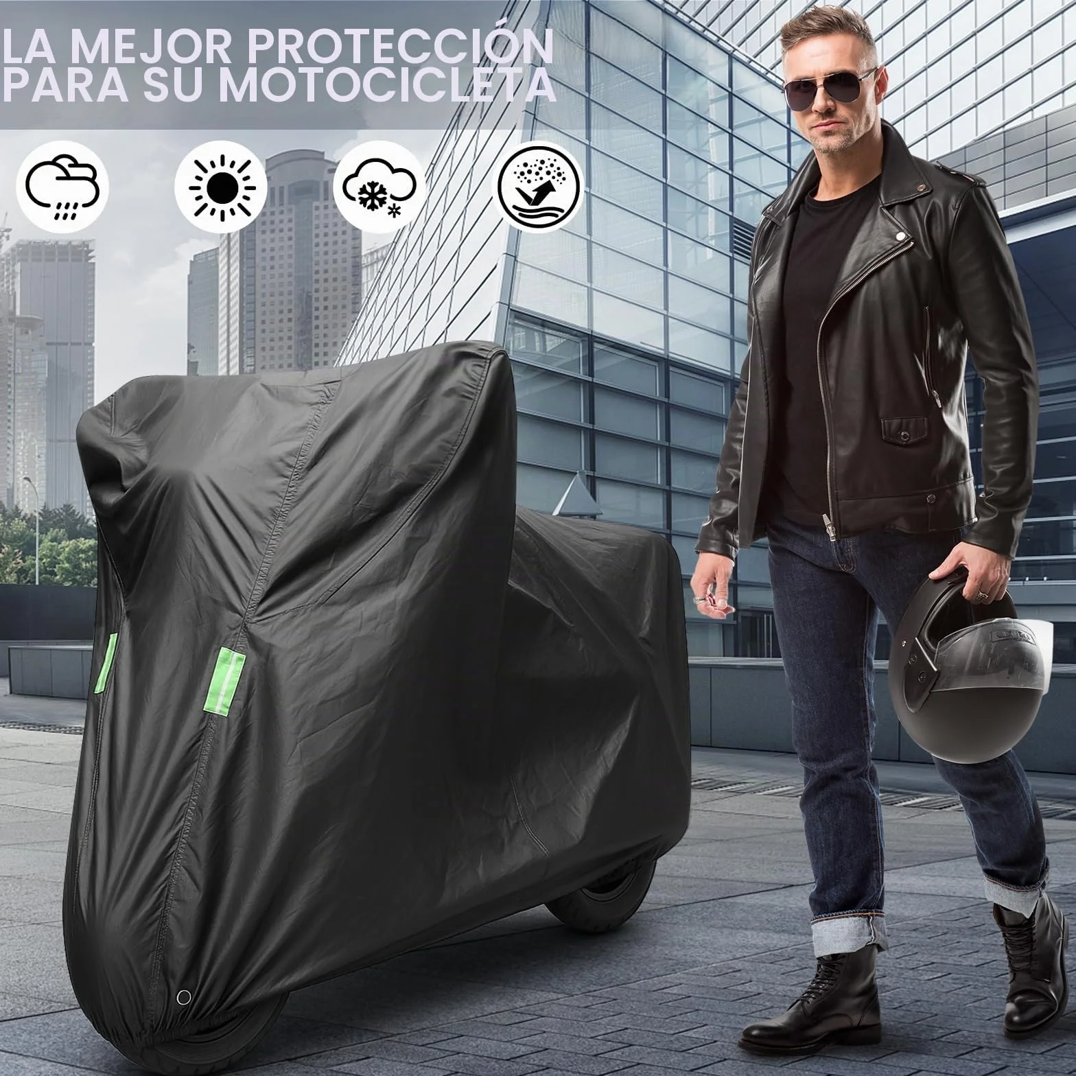 Funda Moto Impermeable, Funda para Moto Exterior con Banda Reflectante, Cubre Motos con protección UV, antirayones y antigranizo per Motocross/Bicicletas eléctricas/Bicicletas.XXL (245 * 105 * 125cm)