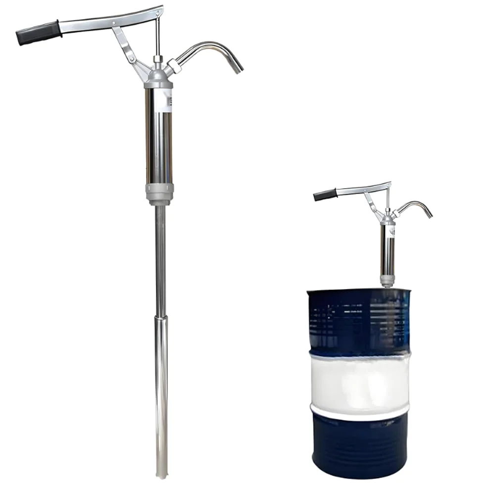 Bomba Manual para bidones de Aceite, Bomba de Palanca para barriles, Tubo de succión telescópico de 450-900 mm, Apta para bidones de Aceite de 50-200 L, Ideal para transferir Aceite de Motor, diésel,