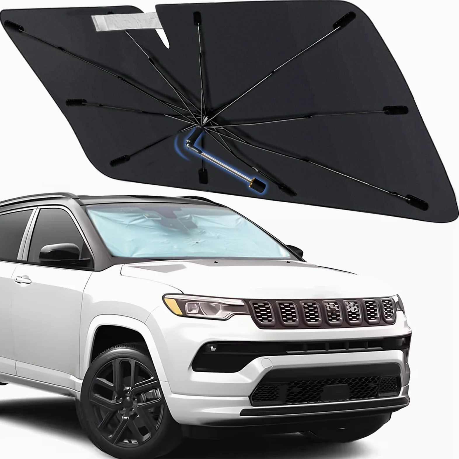 Parasol para parabrisas de Jeep Compass 2017-2025, personalizado para Compass 2017-2022 2023 2024 2025 para parabrisas delantero, parasol de coche para aislamiento térmico