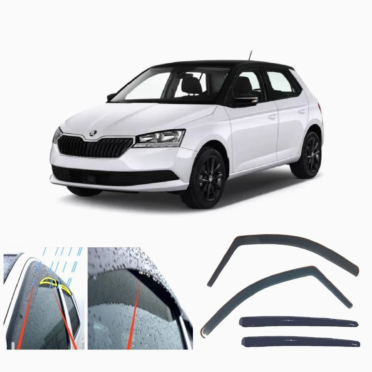 Deflectores de viento de lluvia para Skoda Fabia MK3 2015-2021