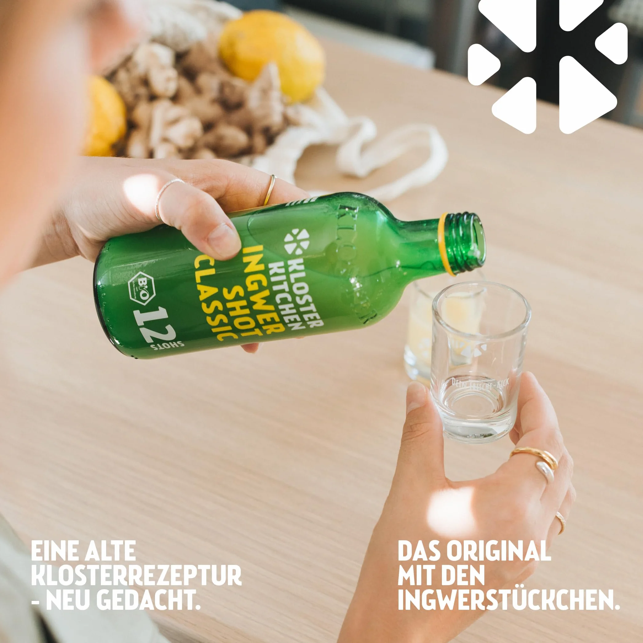 Kloster Kitchen Bio Ginger Shot Classic 7 x 30 ml trozos reales de jengibre vegano