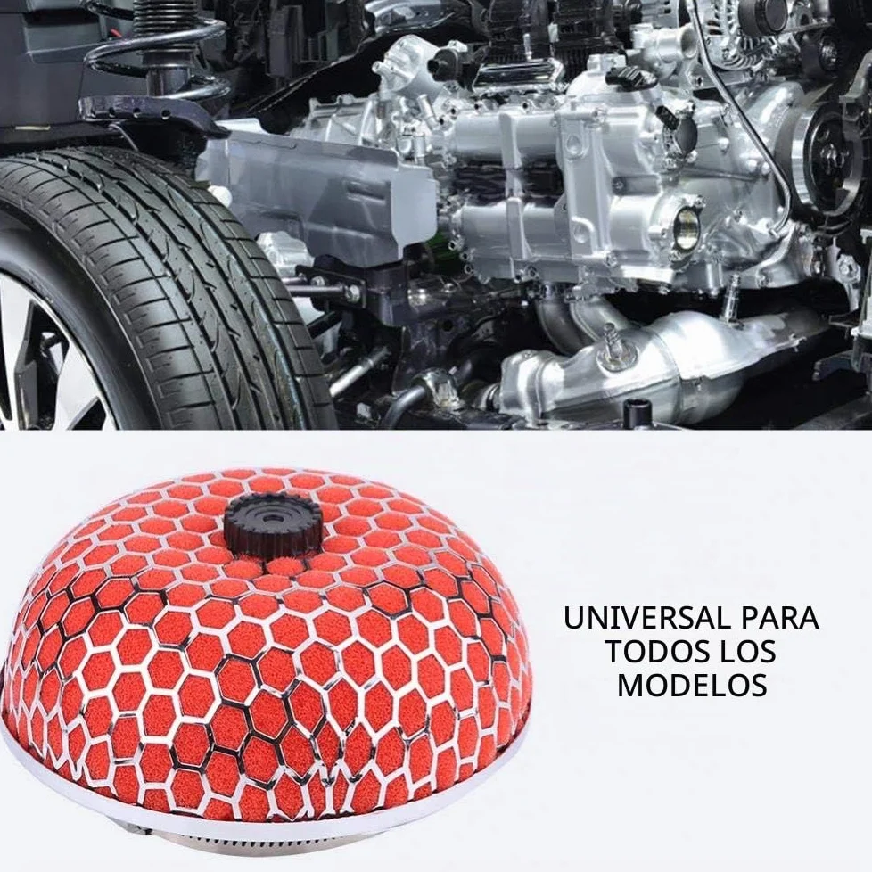 EVGATSAUTO Reemplazo del filtro de aire del automóvil, limpiador universal de admisión de aire para automóviles de gasa de espuma de hongo de alto flujo para la mayoría de los automóviles.(rojo)
