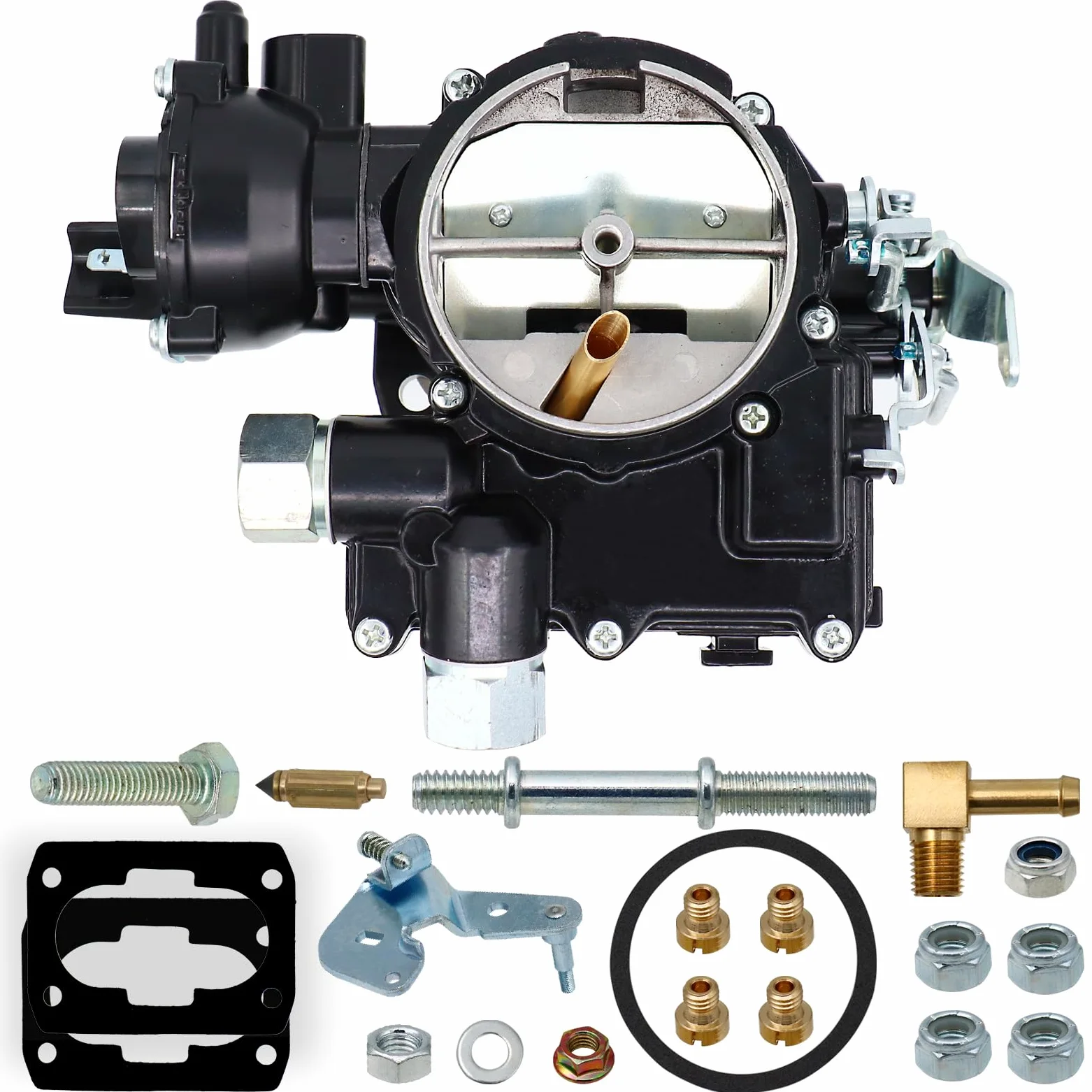 Nuevo carburador marino para Mercruiser 3.0 Carburador de 2 barriles para Mercury Mercarb 3.0L 2.5L motor de 4 cilindros con chorros y junta con estrangulador eléctrico de enlace largo