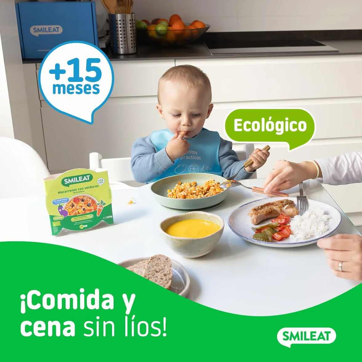 Smileat Platito de Macarrones con Verduras de la Huerta Ecológico 200g