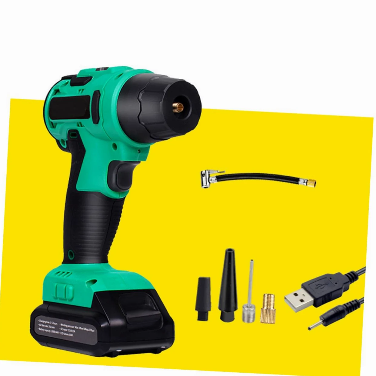 PRETYZOOM Bomba De Aire Inalámbrica para Inflar En El Coche Portátil Inalámbrica Color Verde