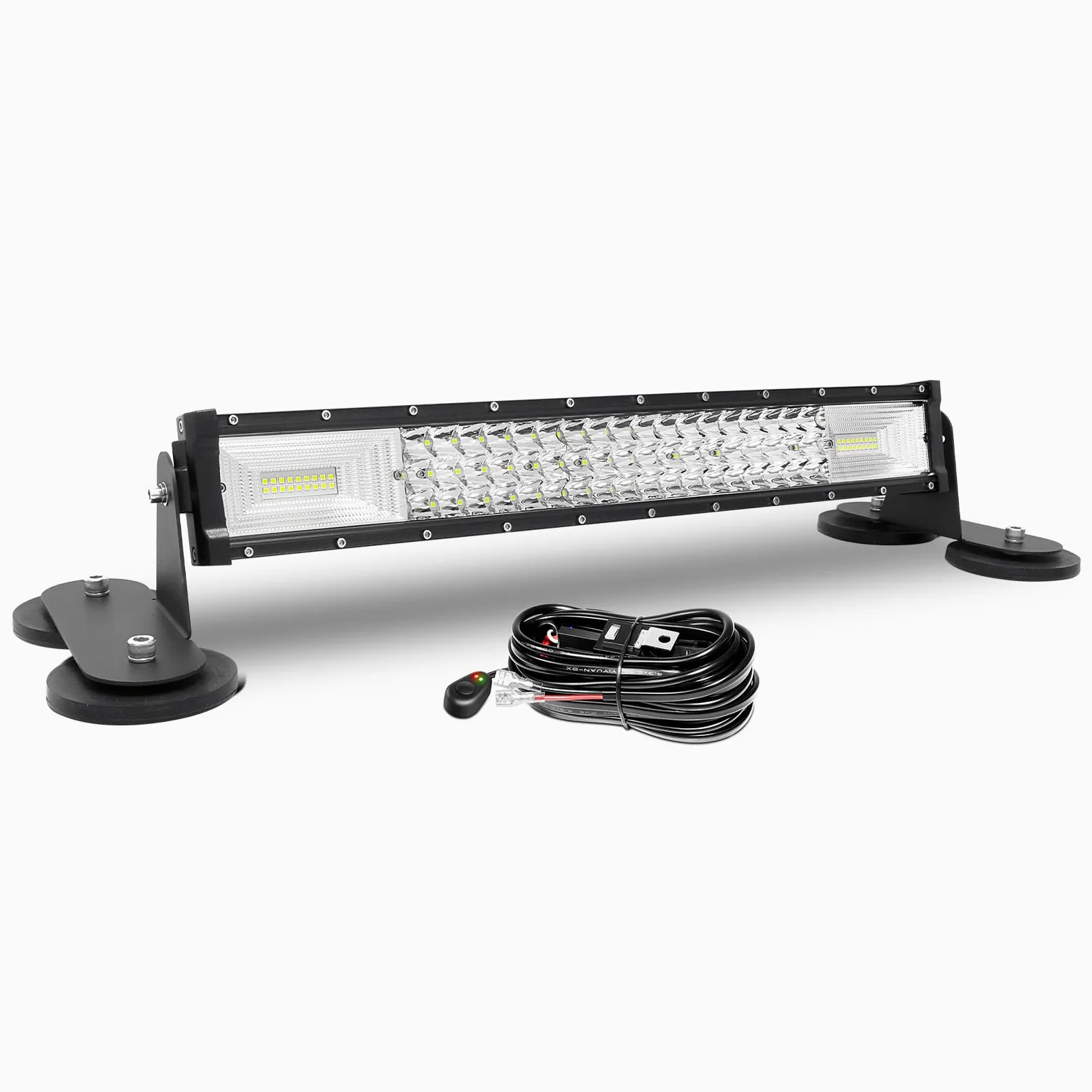 AUXTINGS Curvo Barra de luz LED 56 cm con Soporte magnético, arnés de cableado,3 Fila 270W Foco Combinado de inundación Luces 22 Pulgadas lámpara Trabajo para SUV UTV Todoterreno camión Remolque 4x4