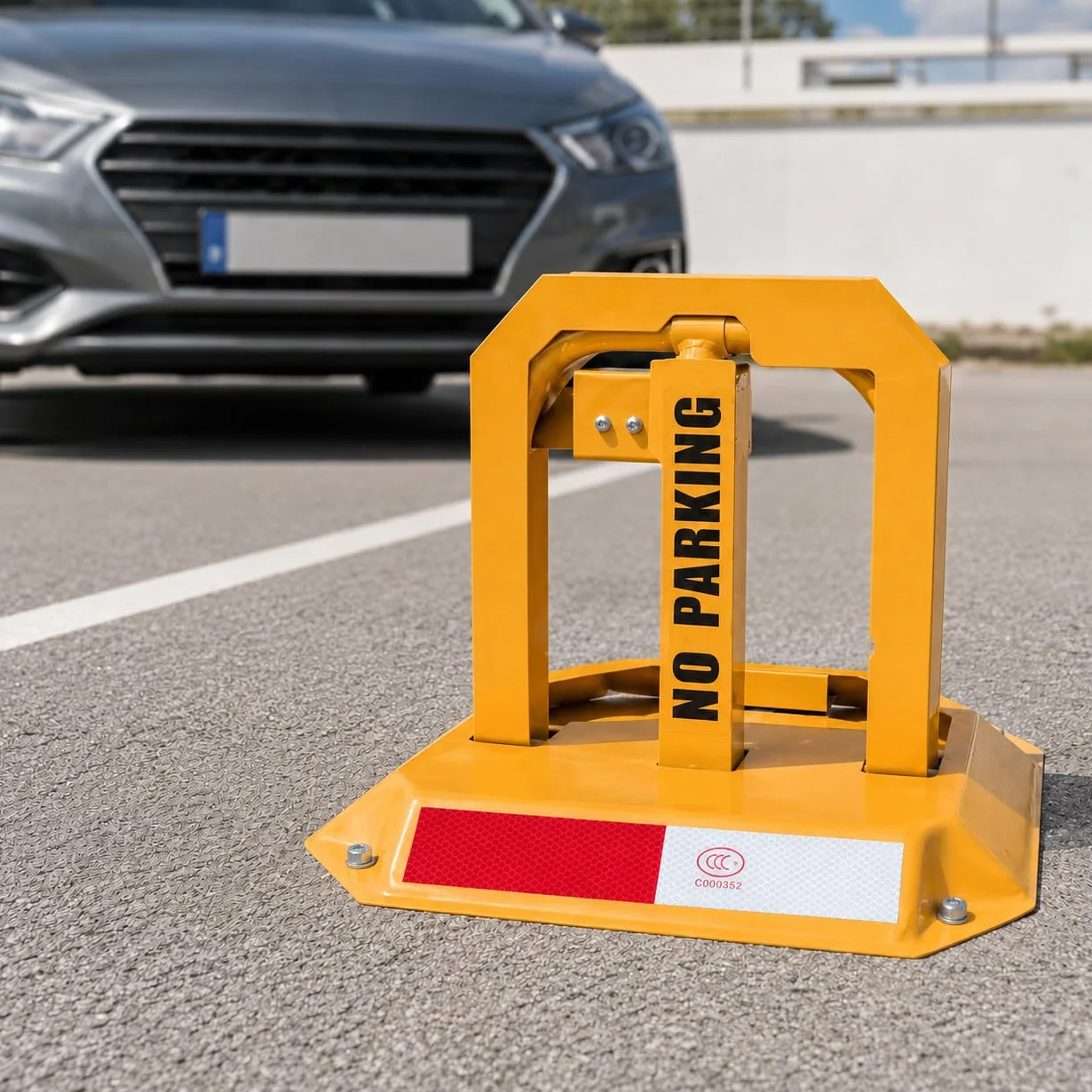 Bloqueador Plegable para Parking con Llave - Cepos Parking - Barrera Parking Seguridad - Cepo para Plaza de Garaje - Protección Antirrobo - Bolardos para Parking