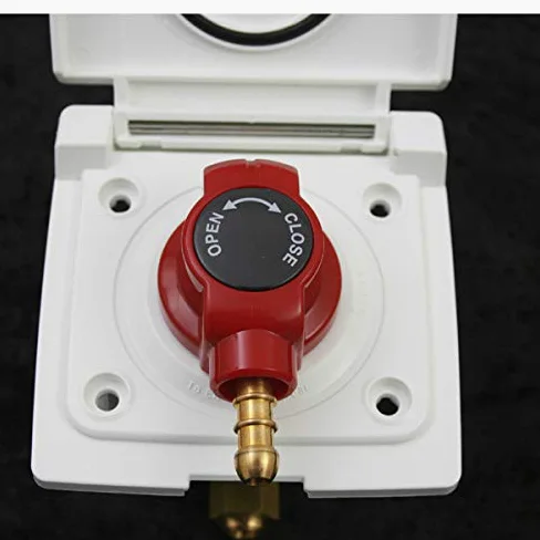pro-Styling Enchufe de gas exterior, tapa abatible, bloqueo en estado abierto, control manual, color blanco