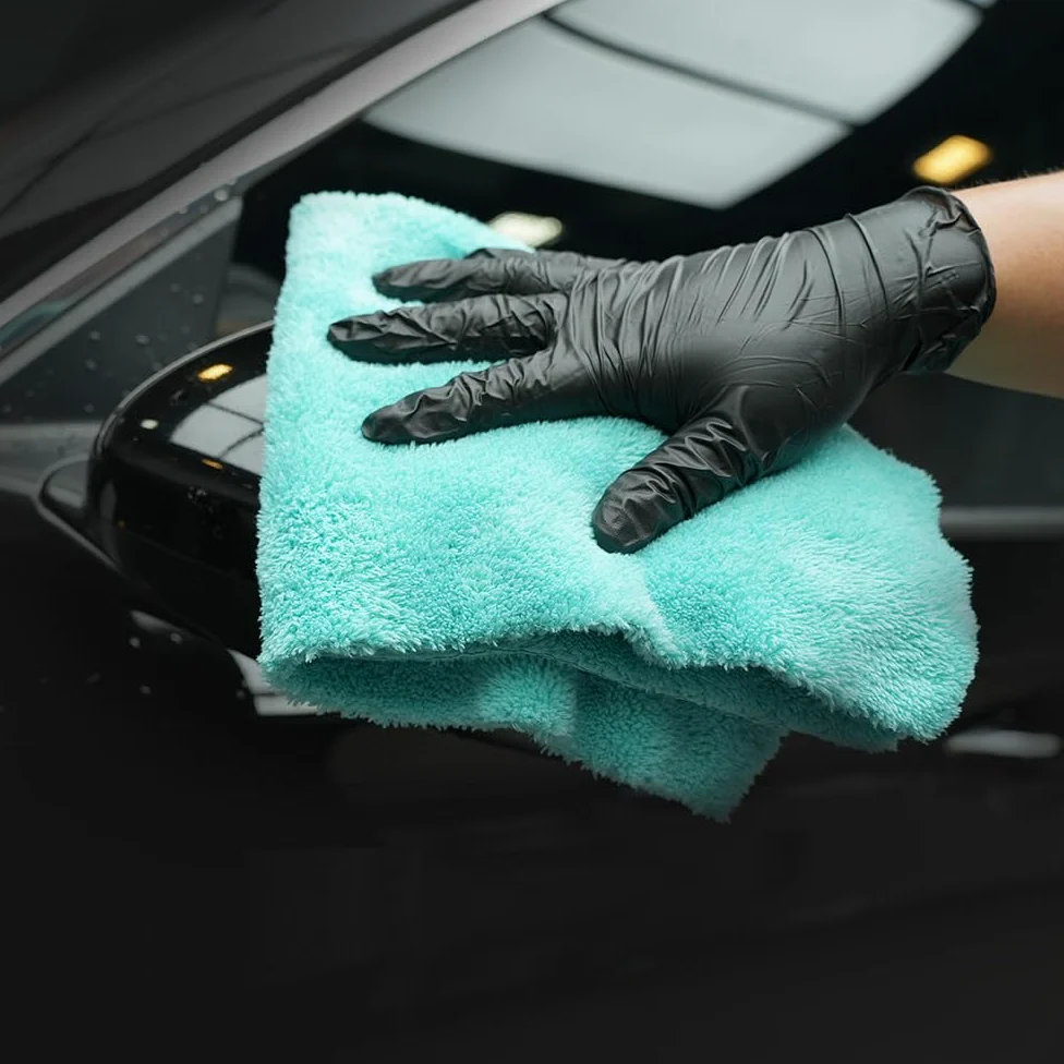 SPTA Toalla de Secado de Microfibra para Lavado de Coche, Paquete de 6 Toallas de Lavado de Coche súper afelpadas sin Bordes para Detalles de automóviles, 16.1 x 17.7 Pulgadas, 420 g/m², Azul