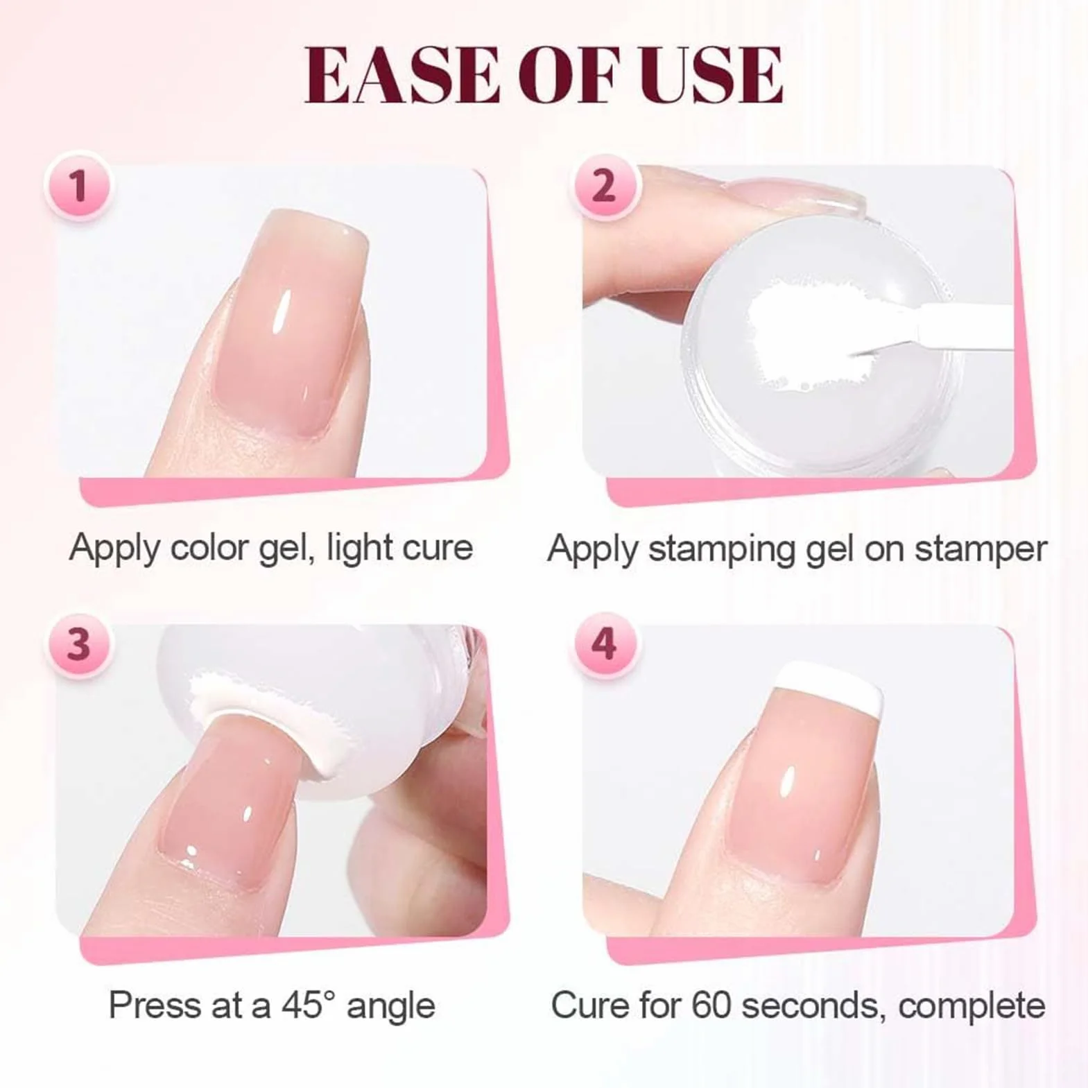 Sellos de Silicona Transparente para Uñas Francesa, Herramientas de Estampado de Manicura en Relieve