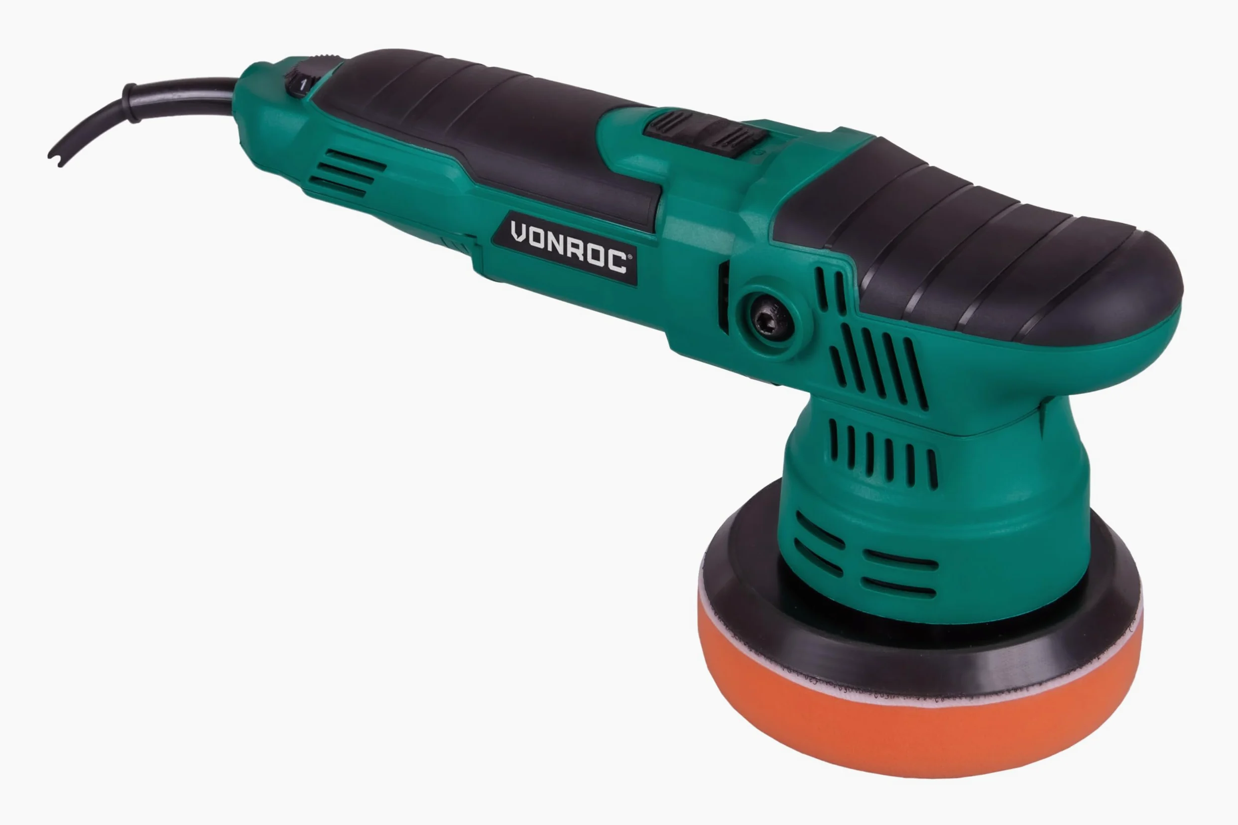 VONROC Pulidora de doble acción 650W - Ø125mm - Arranque suave - Velocidad constante - Incluye 4 almohadillas de pulido