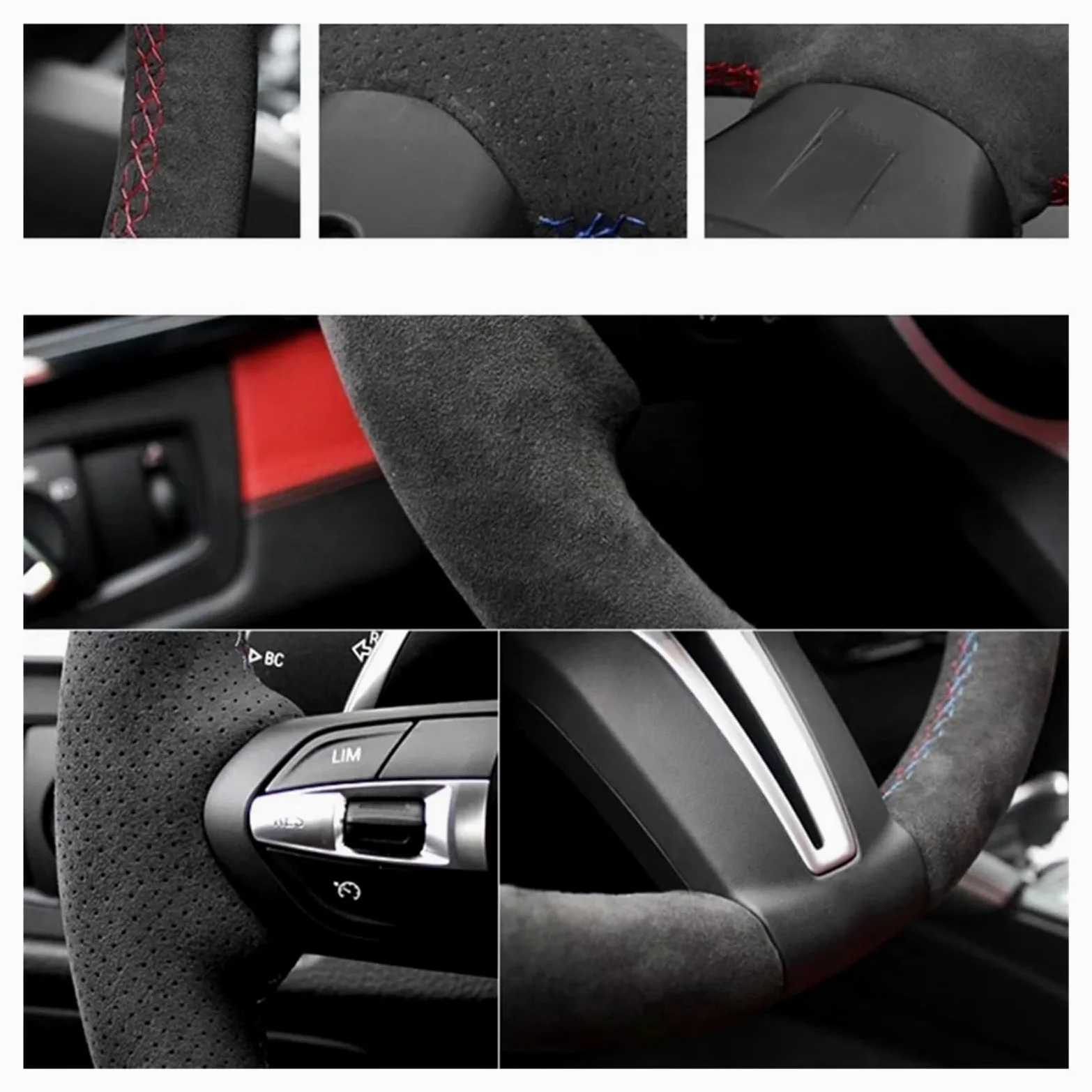 Protector Cubierta Volante Funda de Volante de Cuero de Gamuza Cosida A Mano para Benz para W176 W246 para Clase A para Clase C W204 C117 C218 X218 W212 C207 A207(Yellow Thread)