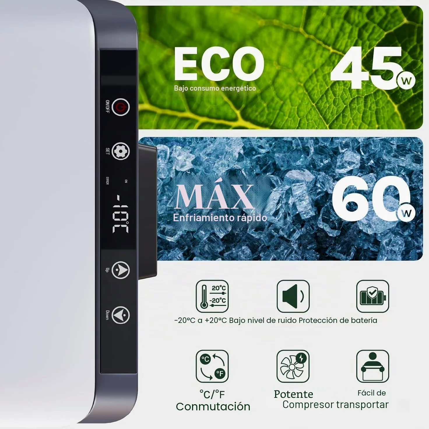 WOLTU Nevera Eléctrica para Coche 30L, Refrigerador Portátil Modo Eco, Congelador de Compresor DC 12/24 V, Mini Nevera Portátil para Camping, Viaje, Coche, Barco