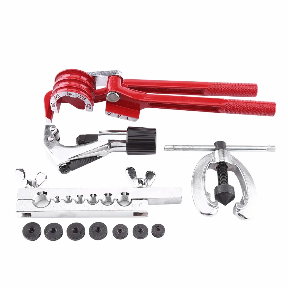 Kit de Abocardado de Tubos de 11 Piezas, Abocardador de Reparación de Tubos de Combustible de Frenos con Juego de Herramientas para Doblar Cortadores, Línea Automotriz con