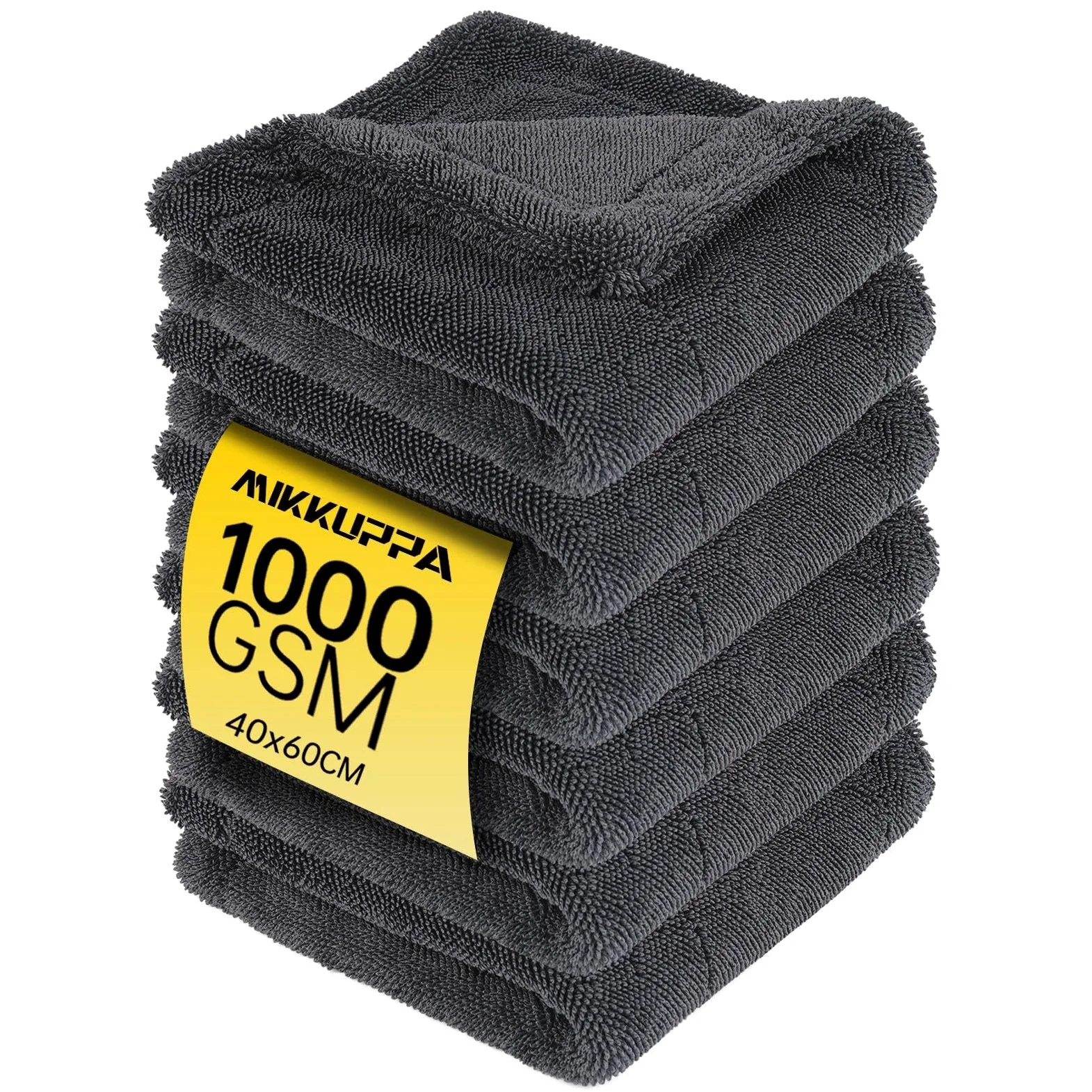 MIKKUPPA Paños de microfibra Auto 1000 GSM, extragrandes y extremadamente absorbentes, reversibles, sin pelusas y sin pintura, 40 x 60 cm, juego de 6