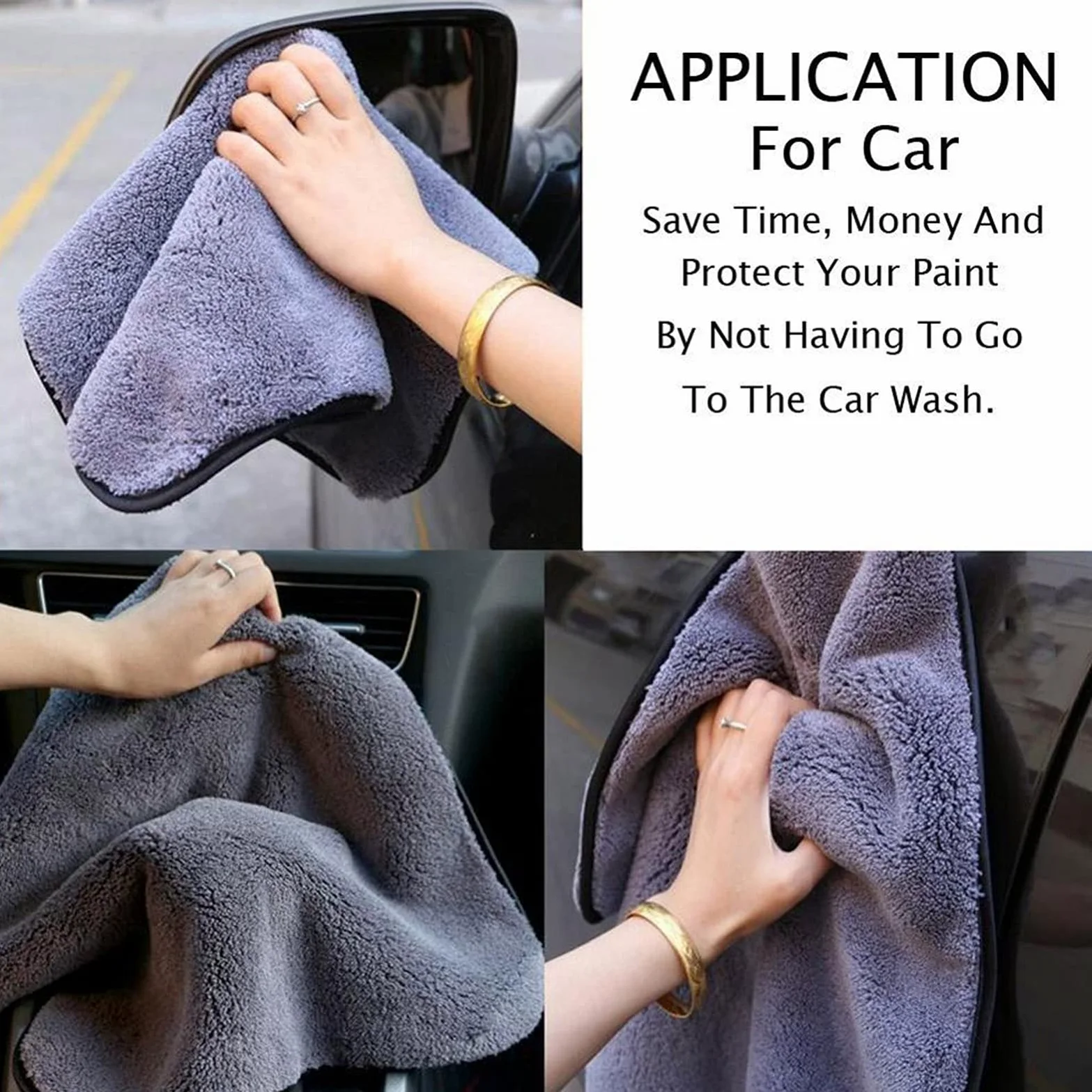 3pcs/set Car Wash 1200G.SM Car Detailing Toalla de microfibra Limpieza de autos Secado Grueso Lavado de autos Trapo para el cuidado de la cocina del automóvil Paño (Color : Grey, Material : Coral Fl