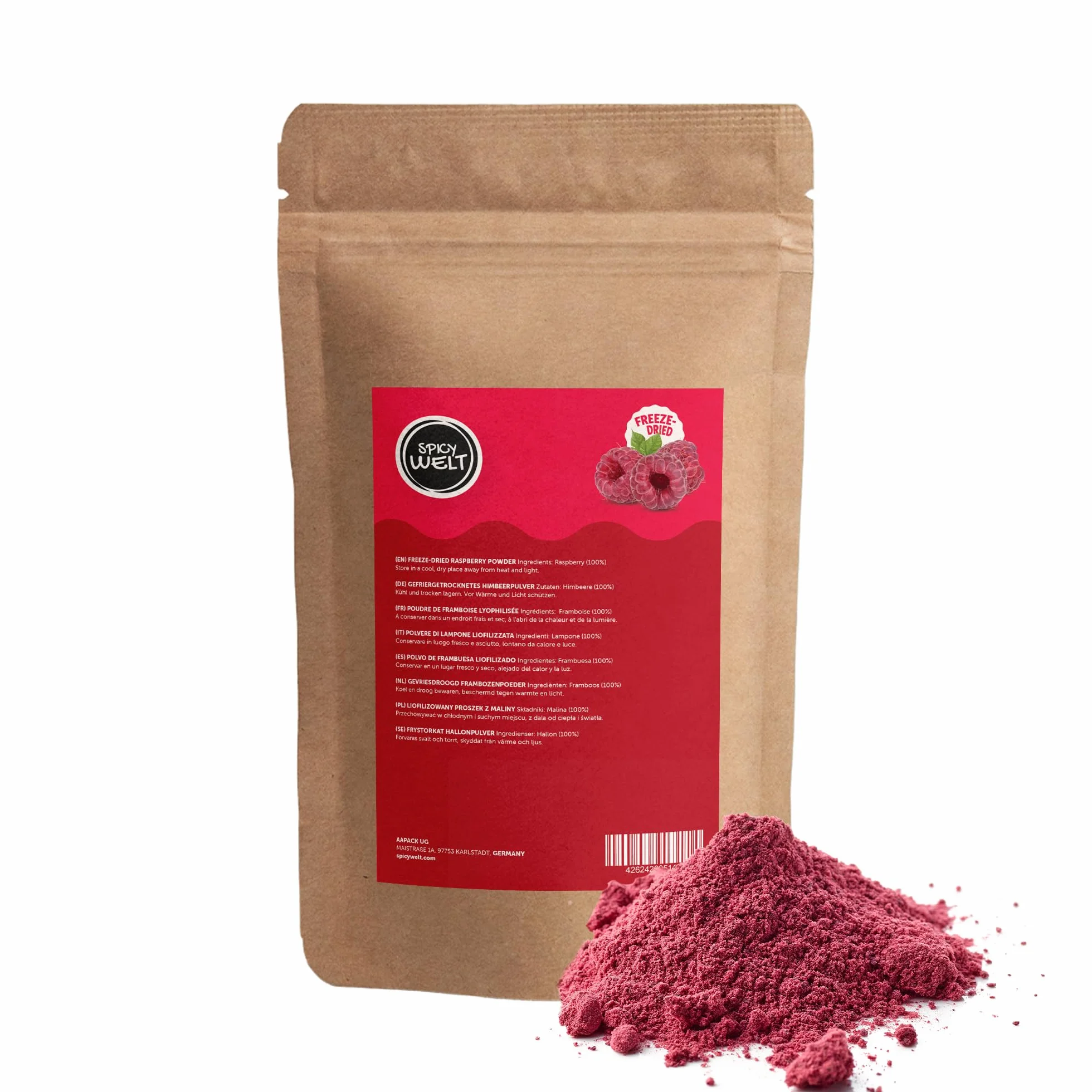 Polvo de Frambuesa Liofilizada 100% Natural 100g – Frambuesas Molidas Sin Endulzar