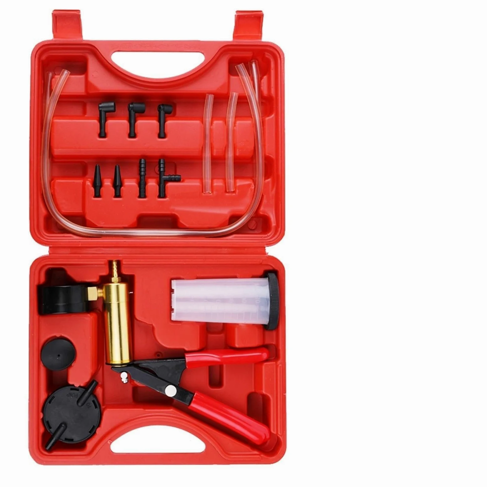 Purgador de líquido de Frenos por vacío Manual Herramientas de purgado Pistola de vacío Kit de comprobador de Bomba Bomba de Aluminio Manómetro de vacío