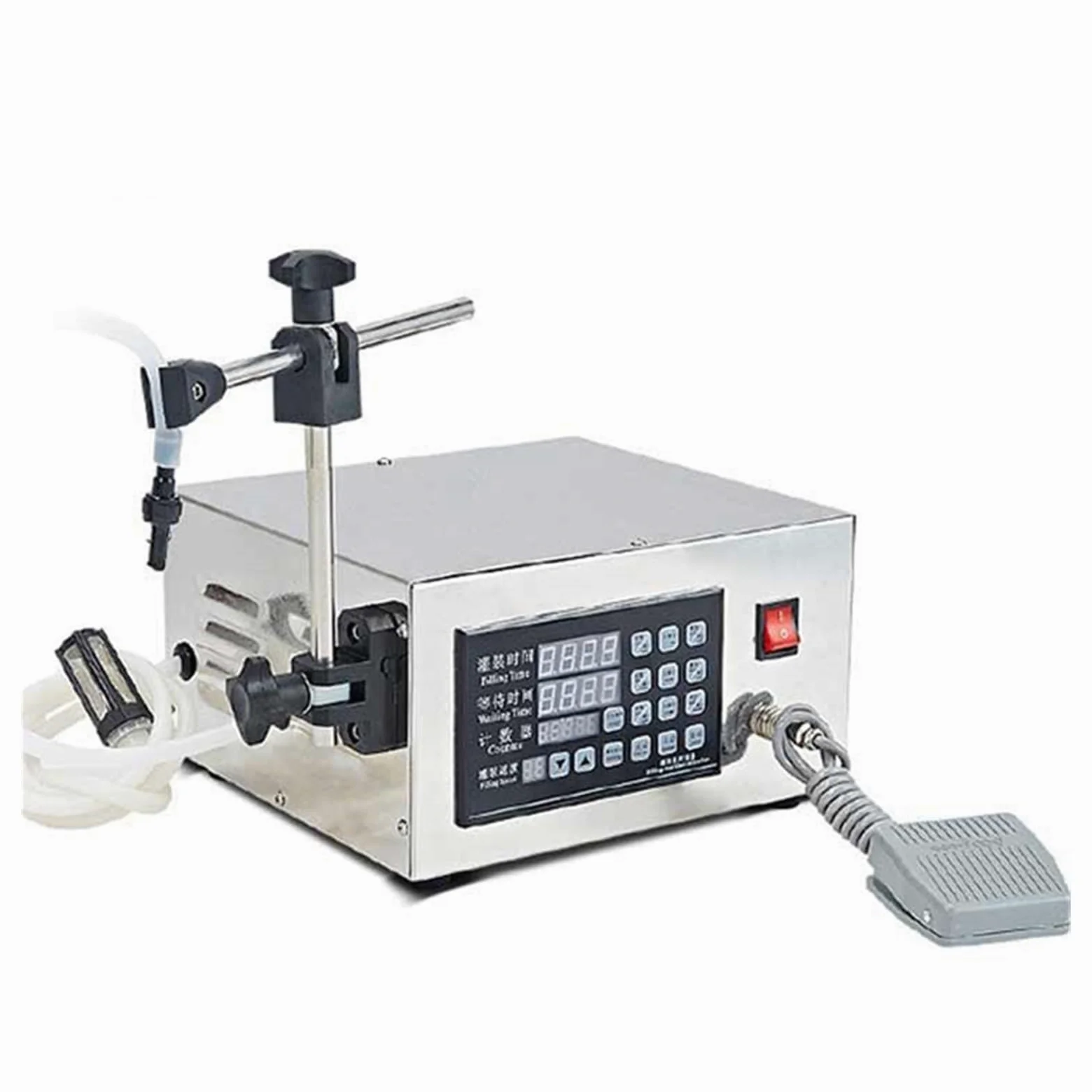 Máquina llenadora de líquidos, máquina llenadora con pesaje, máquina llenadora de líquidos semiautomática con bomba digital para jugo, agua y aceite, llenado de líquidos con alta precisión y funcion