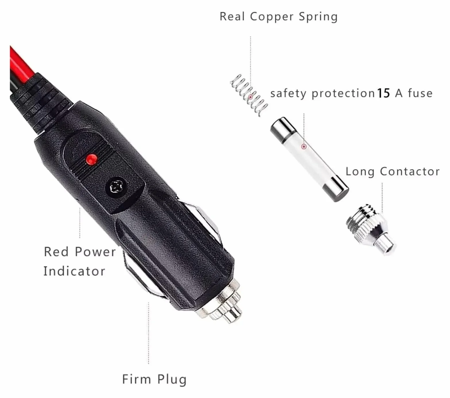 XT60 - Cable de carga para encendedor de cigarrillos de 14 AWG 12 V 24 V para estación de energía (3 m)