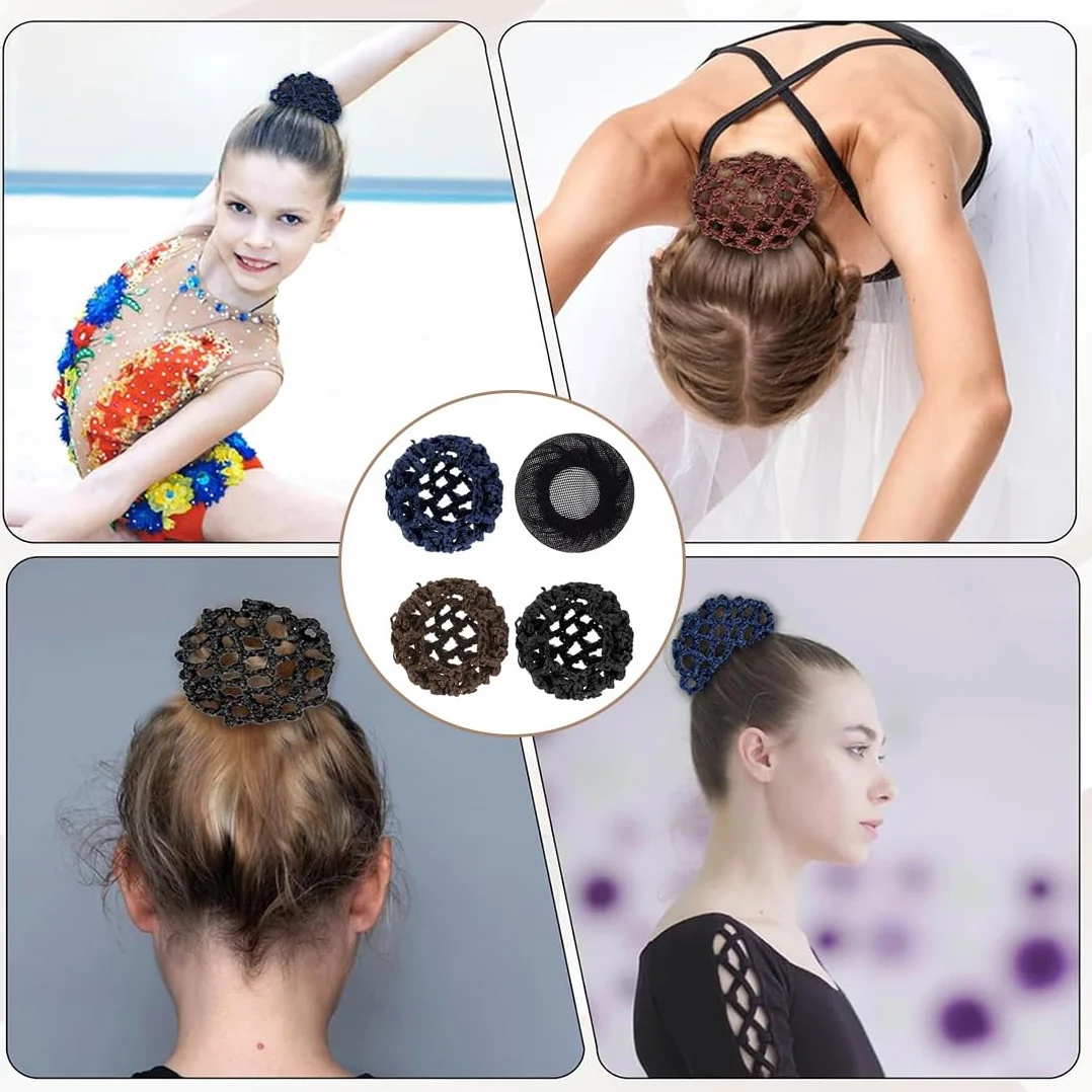 Redecilla para Cabello con Lunares 4 Piezas - Mallas Elásticas para Ballet y Baile