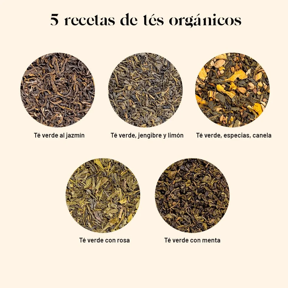 Kusmi Tea Surtido de Té Verde Orgánico para Regalo con Colador - Cesta 5 Latas 25 g