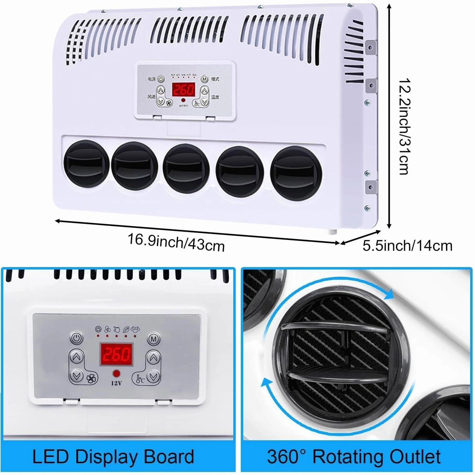 12V/24V Aire Acondicionado Split Para Vehículos Recreativos, Enfriamiento Rápido, Bajo Ruido, Para Cabina Remolques