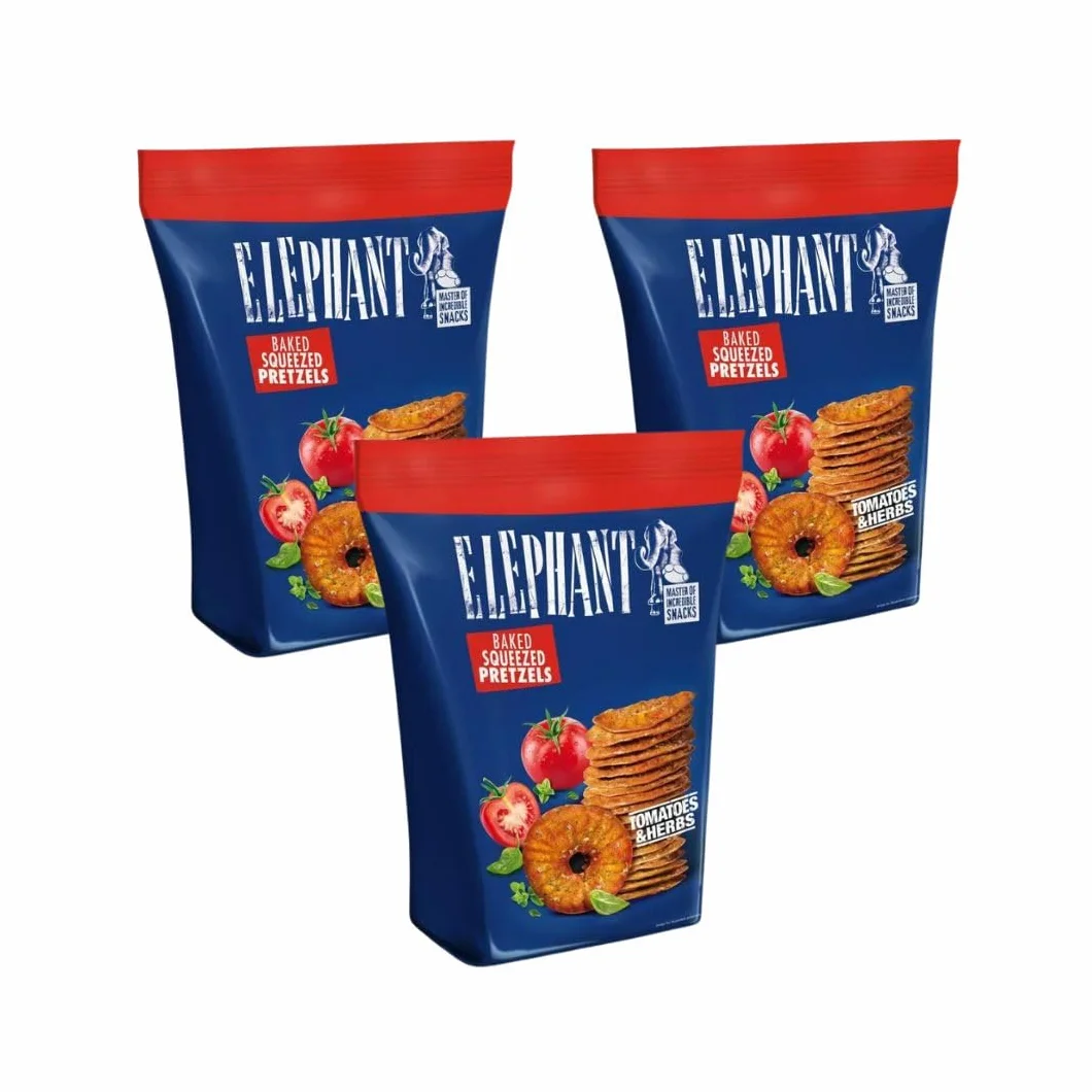 Elephant Baked Squeezed Pretzels Juego de tomates y hierbas mezcla gourmet